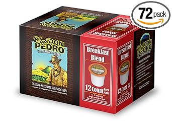 Cafe Don Pedro Breakfast Blend Low Acid Coffee Pods 72 ct - Compatible with Keurig K-cup coffee maker, 100% Arabica, Battles Heartburn, Acidic Reflux