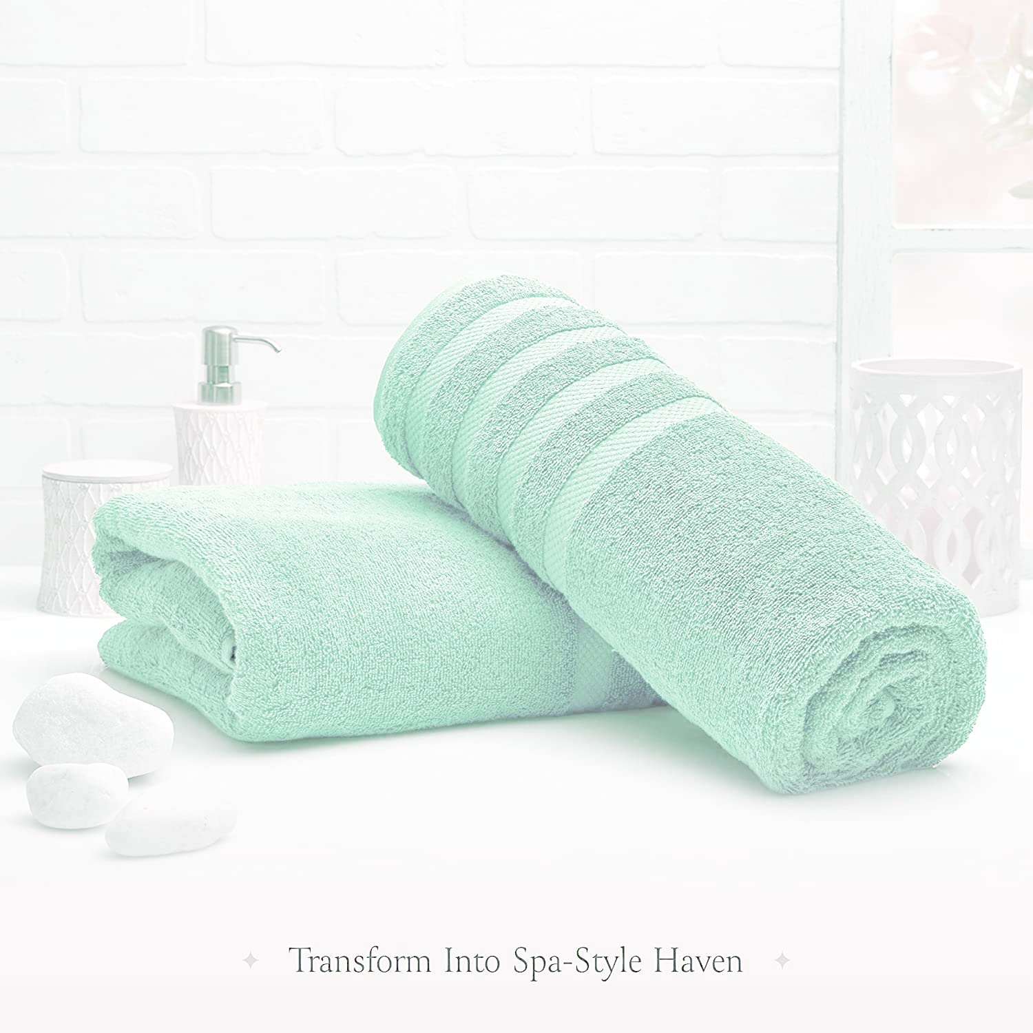 Confezione da 2 lenzuola extra large (100 x 200 cm-600 GSM) in puro cotone egiziano per bagno, spiaggia, piscina (Aqua, Cotone)