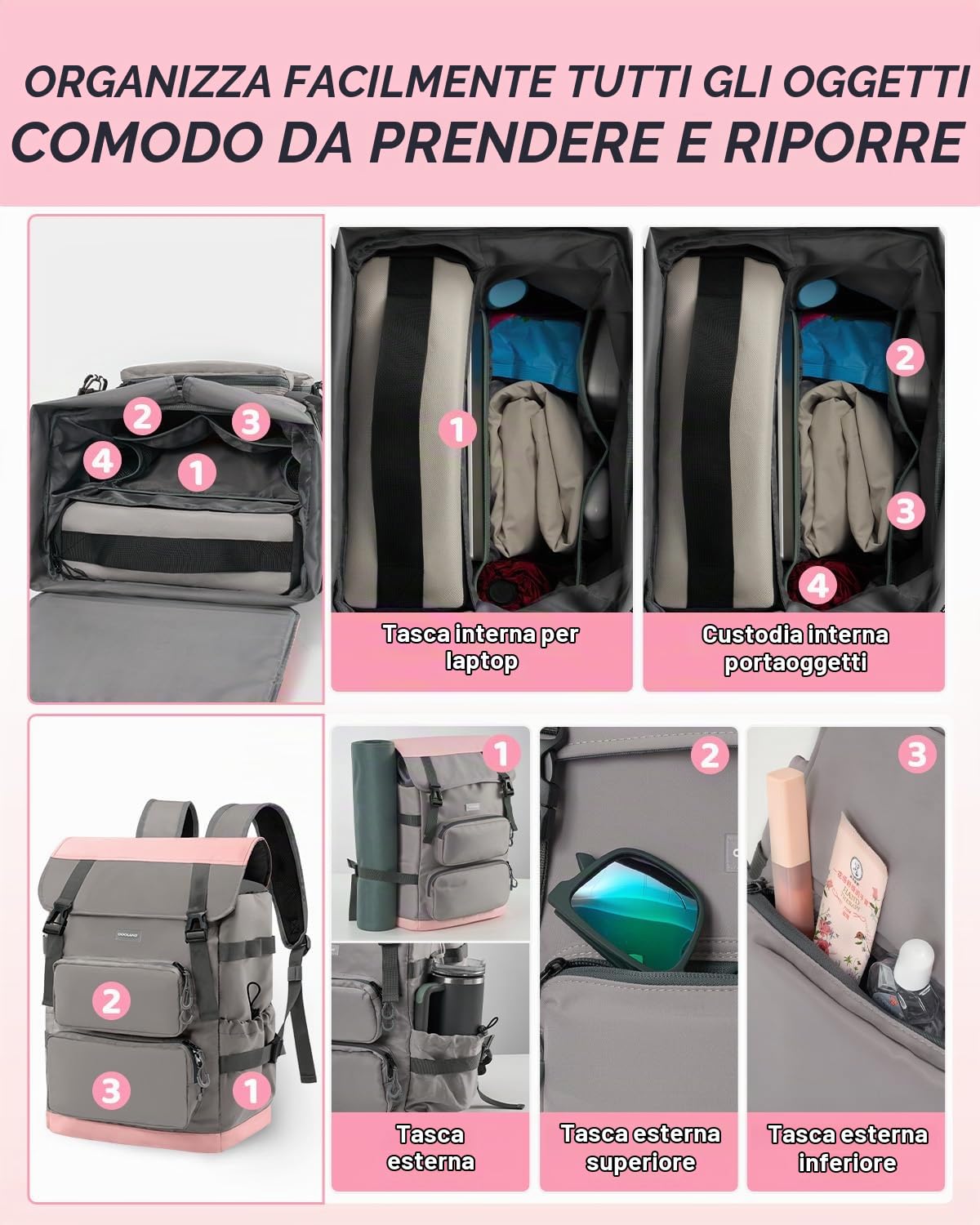 Odoland Zaino Termico 2 in 1, Zaino Termico Isolante con Scomparto Principale da 26L e Frigorifero Isolato da 9L, Borsa Frigo Portatile a Prova di Perdite per Spiaggia, Picnic, Viaggi, Famiglia