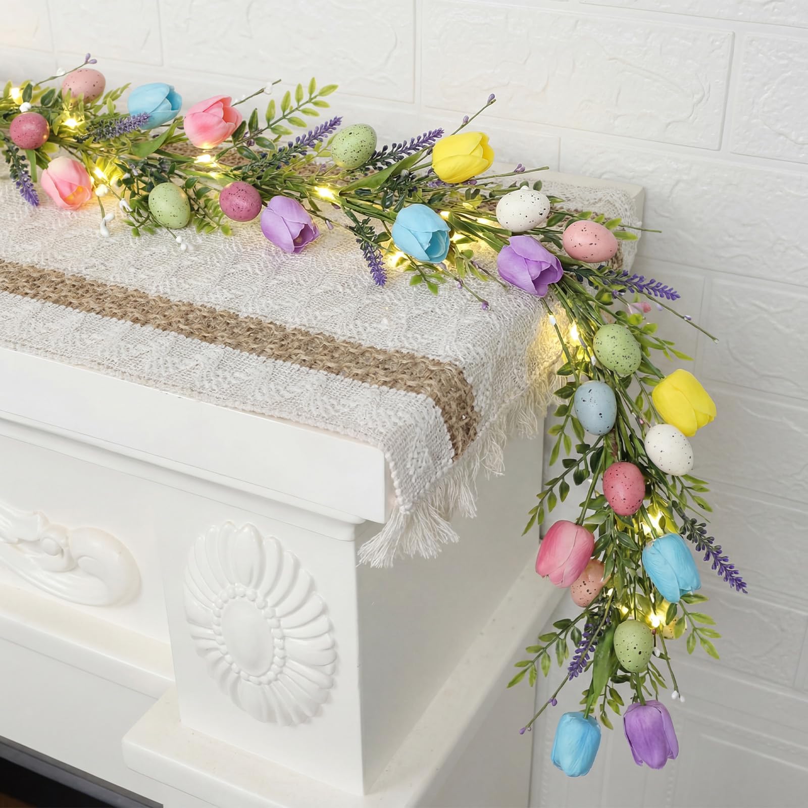 Guirnalda de Pascua con luces para adornar interiores y puertas exteriores