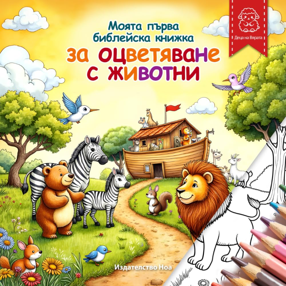 Моята първа библейска книжка за оцветяване с животни: 45 илюстрации за оцветяване с кратки библейски стихове за деца