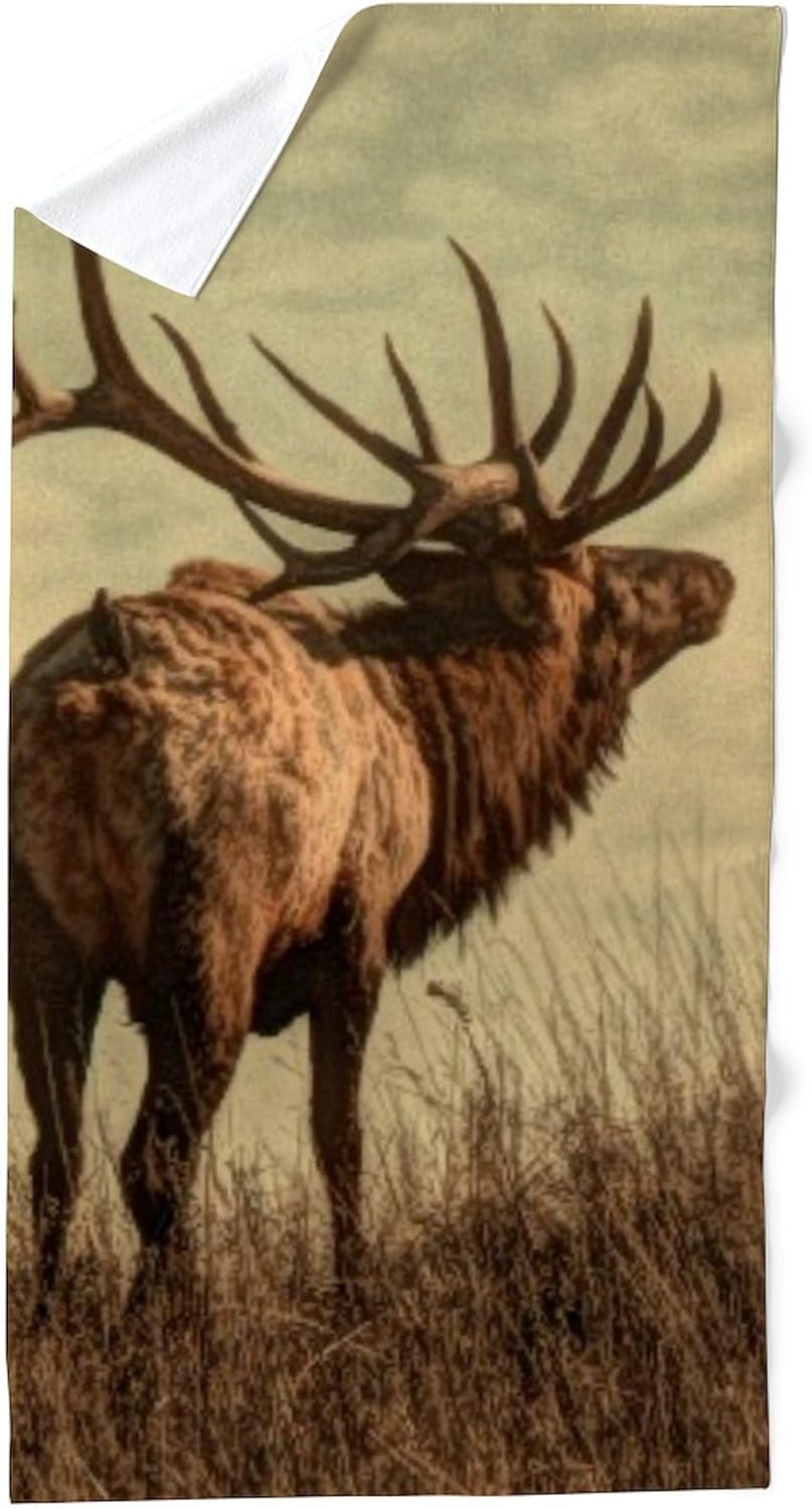 CafePress Rustic Western Wild Elk 30"x60" Absorbent Cotton Back, Soft Beach, Pool Towel