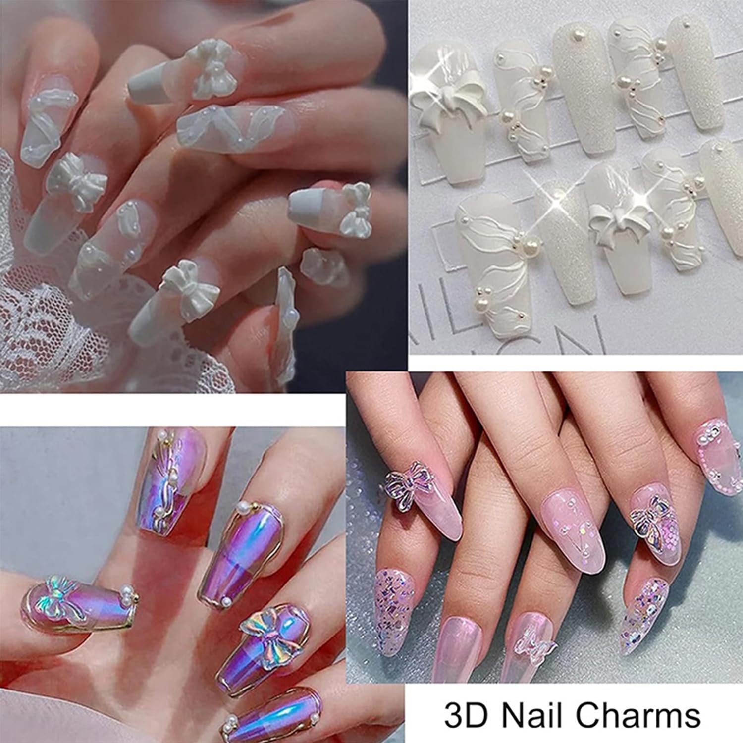 Nail Art Rhinestones & Charms Kit with Precision Tweezer & Wax Pencil, 700PCS 3D Nail Gems Including Pearls, Flower - Image 4
