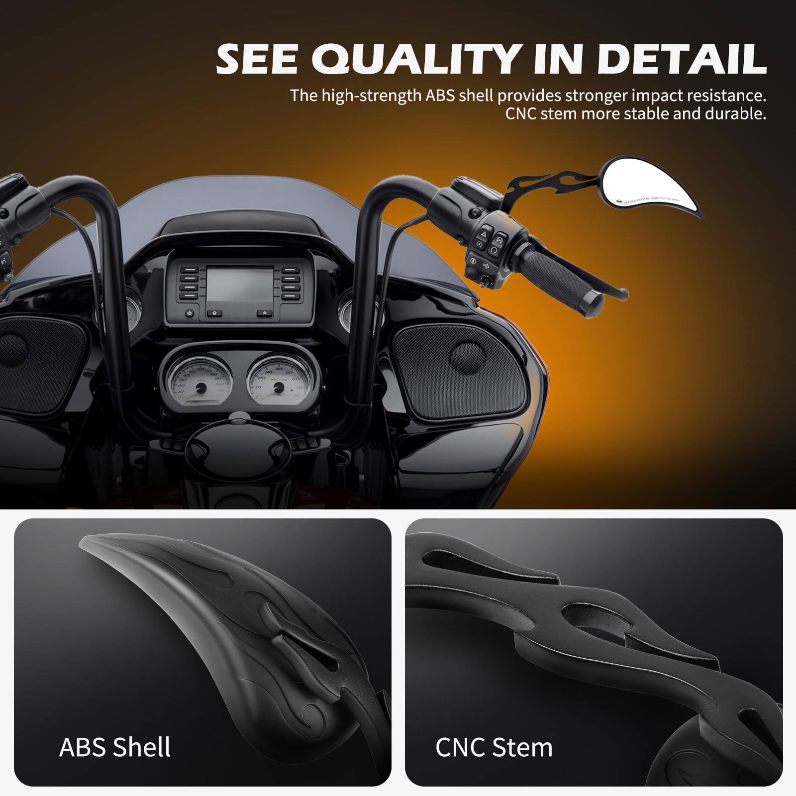 クロームフレイムカスタムリアビューミラーハーレーオートバイクルーザーチョッパ Amazon | 8mm クローム オートバイ ティアドロップ リアビュー サイド