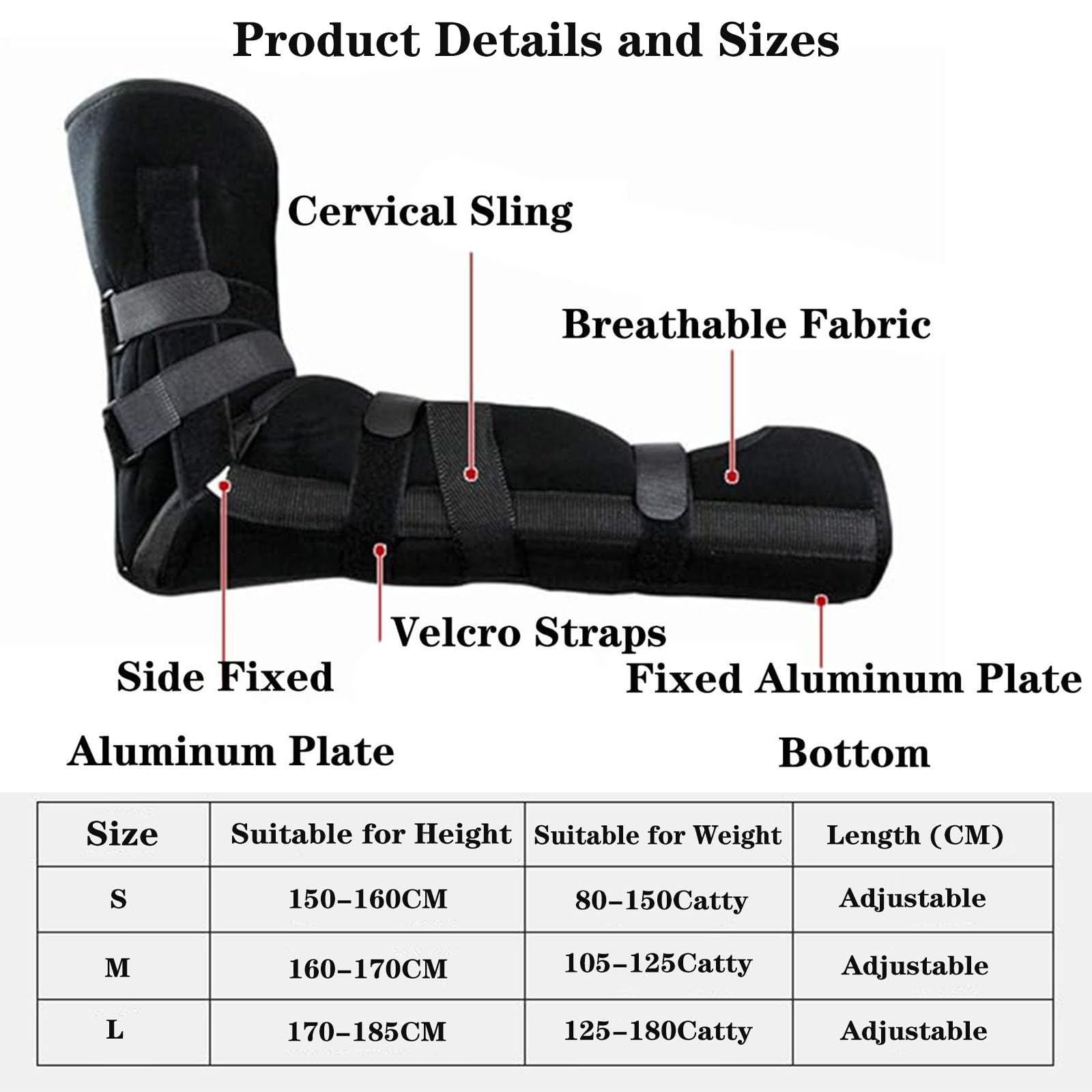 SFKLYU Cabestrillo Brazo para Lesiones Hombro Férula Brazo Largo Posterior Inmovilizador Codo Soporte Antebrazo Derecho Izquierdo Cabestrillo Soporte para Lesiones Hombro, Clavícula y Codo,B,S