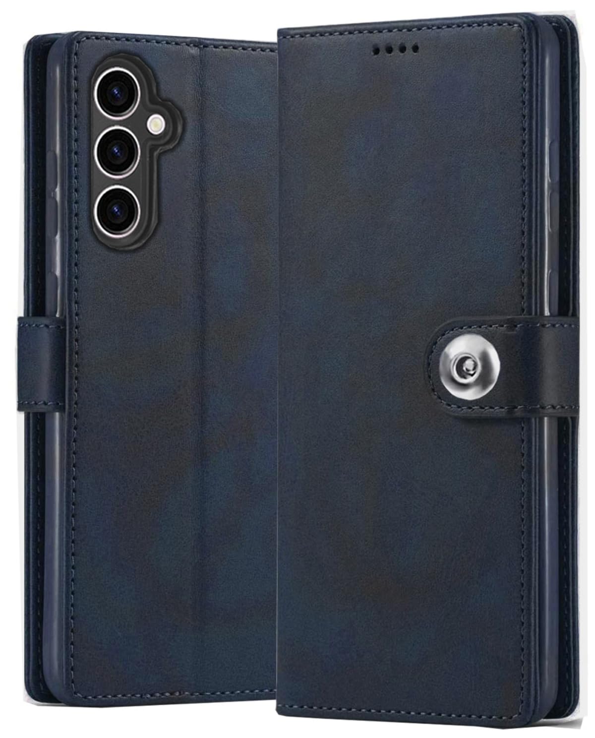 SHINESTAR Ultimate Leather Finish Flip Back Cover for Samsung Galaxy M35 5G | Inside TPU & Inbuilt Stand | Wallet Style Samsung Galaxy M35 5G Back Cover Case | Stylish Button Magnetic Closure - Blue (B0D9VNGB7Q) Amazon Price History, Amazon Price Tracker