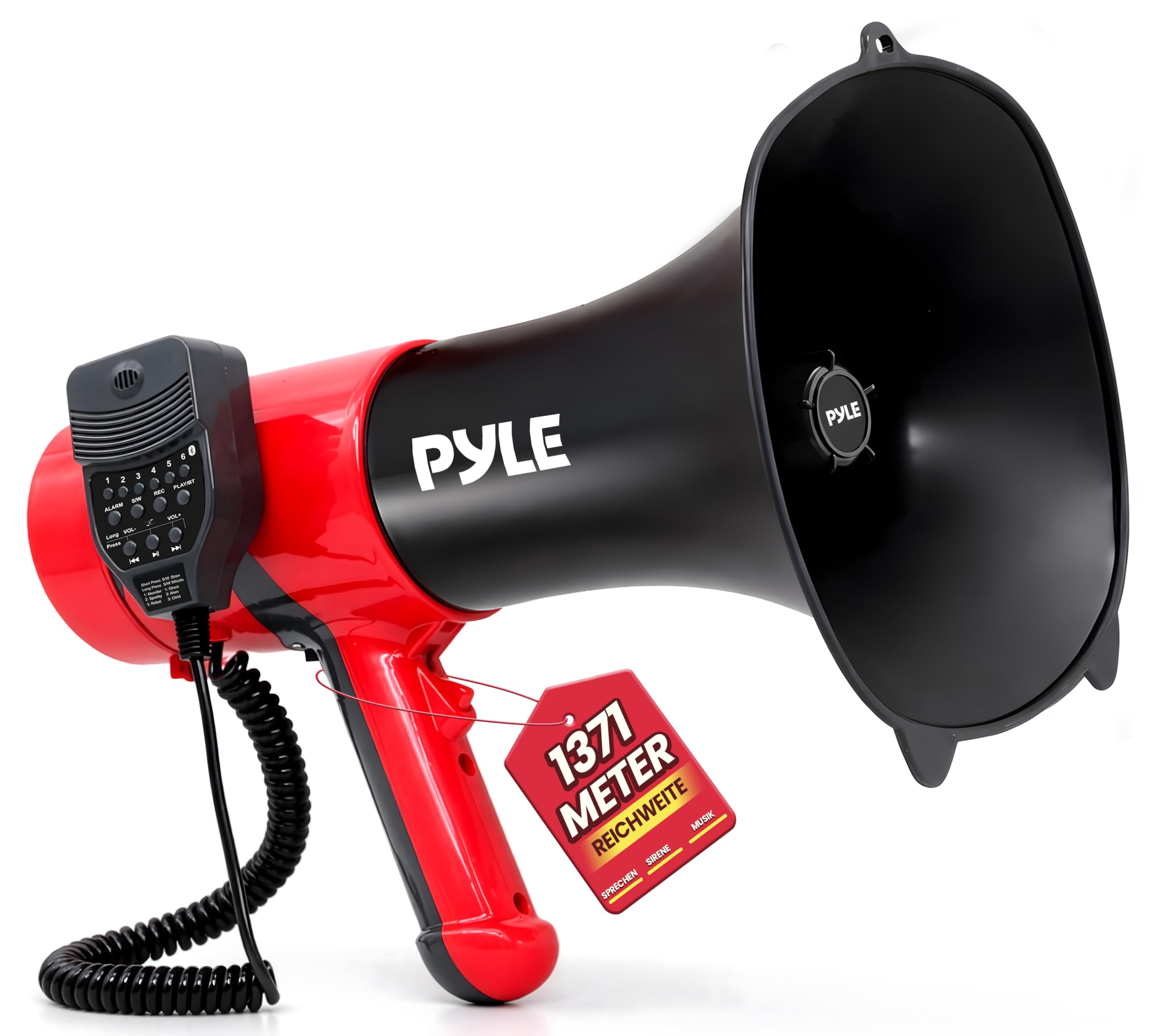 Pyle Megafon mit Sirene und Stimmenverzerrer – Bluetooth Mini-Megaphone mit Mikrofon und AUX, Lautsprecher für Kinder, Veranstaltungen und Outdoor