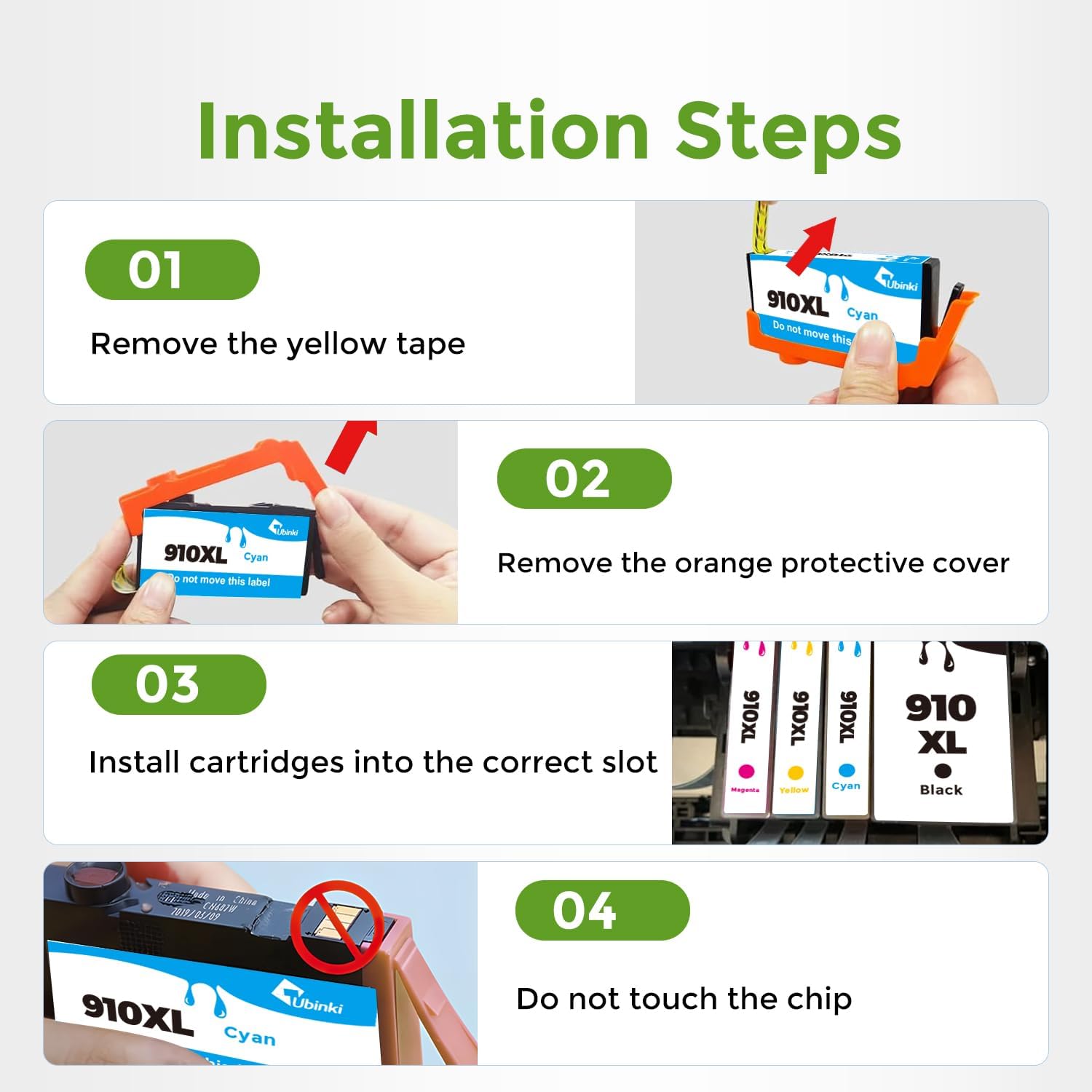 910XL Ink Cartridges Combo Pack Replacement for HP Ink 910 XL 910XL for OfficeJet Pro 8015e 8025e 8022e 8028e 8035e 8020 8035 8028 8025 Printer(Black, Cyan, Magenta, Yellow) HP910 HP910XL