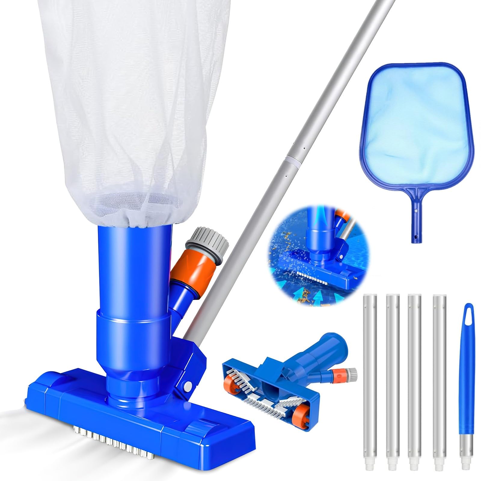 Kit Limpiador de Piscinas Manual, Aspiradora de Fondo de Piscina Portátil, Piscina Limpieza, Limpiador de Piscinas Limpiadores para Piscinas, Fuentes, Bañeras