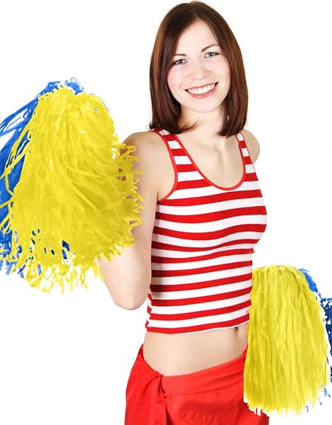 Confezione da 12 Pompon da Cheerleader, Sport, Danza, Cheer, in plastica, per Tifosi di Squadra Sportiva - 2