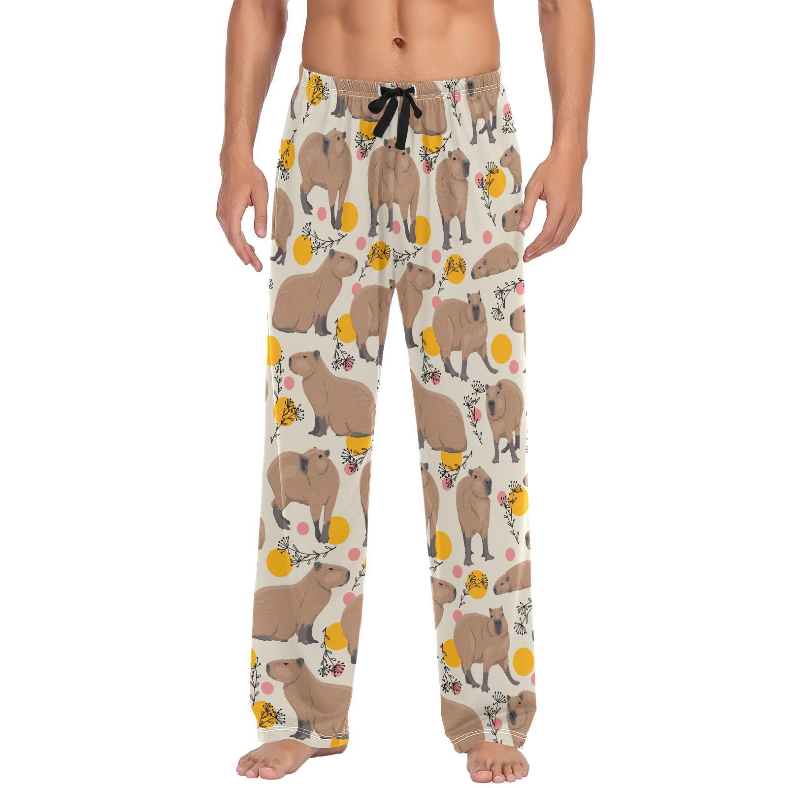 Oudrspo Men's As Pic (Doodle Capybaras Pajama Pants Soft Sleep Lounge Pajamas Bottoms With Pockets Drawstring