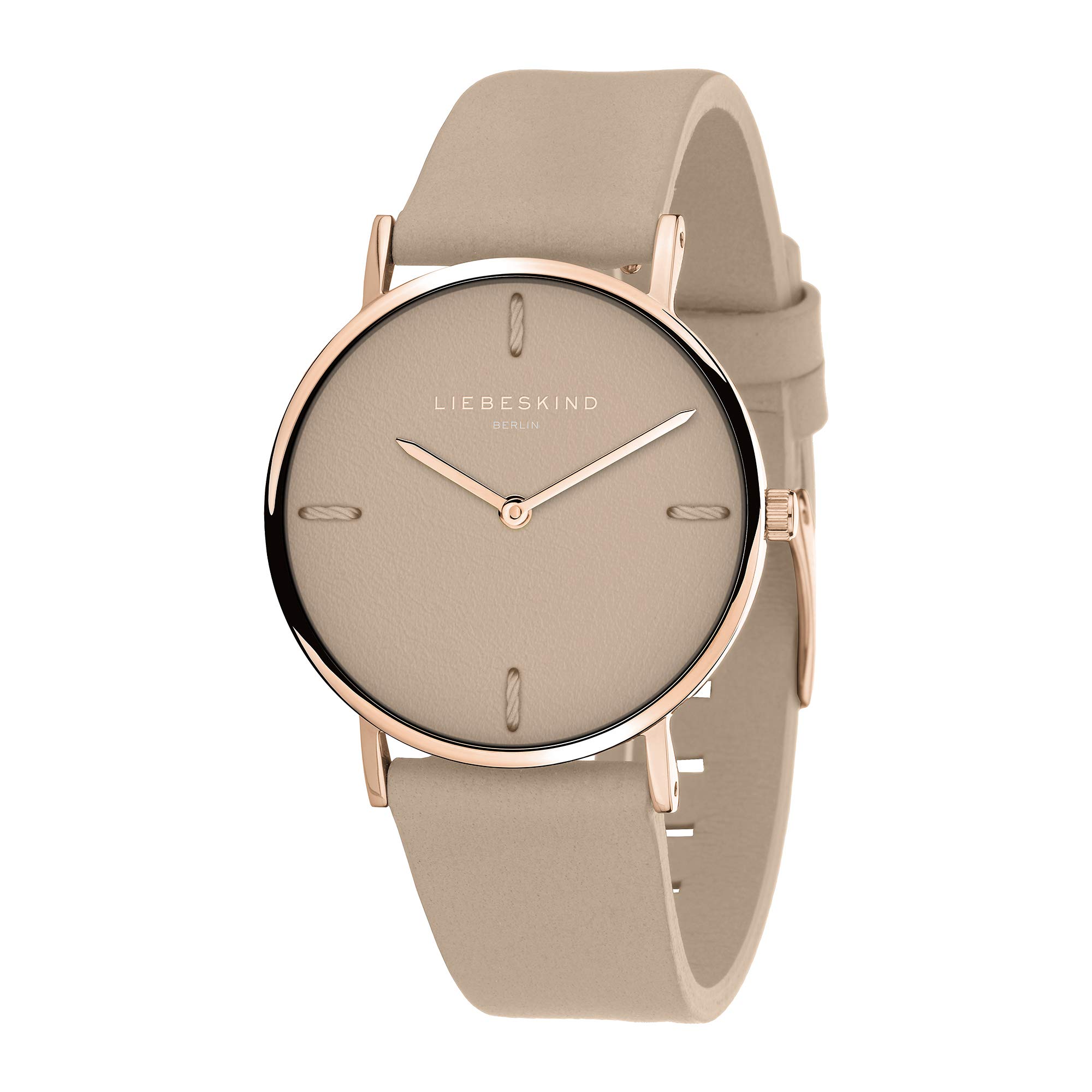 LIEBESKIND BERLIN Damen Armbanduhr mit Lederzifferblatt – Rundes Gehäuse 34 mm – Lederarmband – 5 ATM wasserdicht – Verschiedene Farben