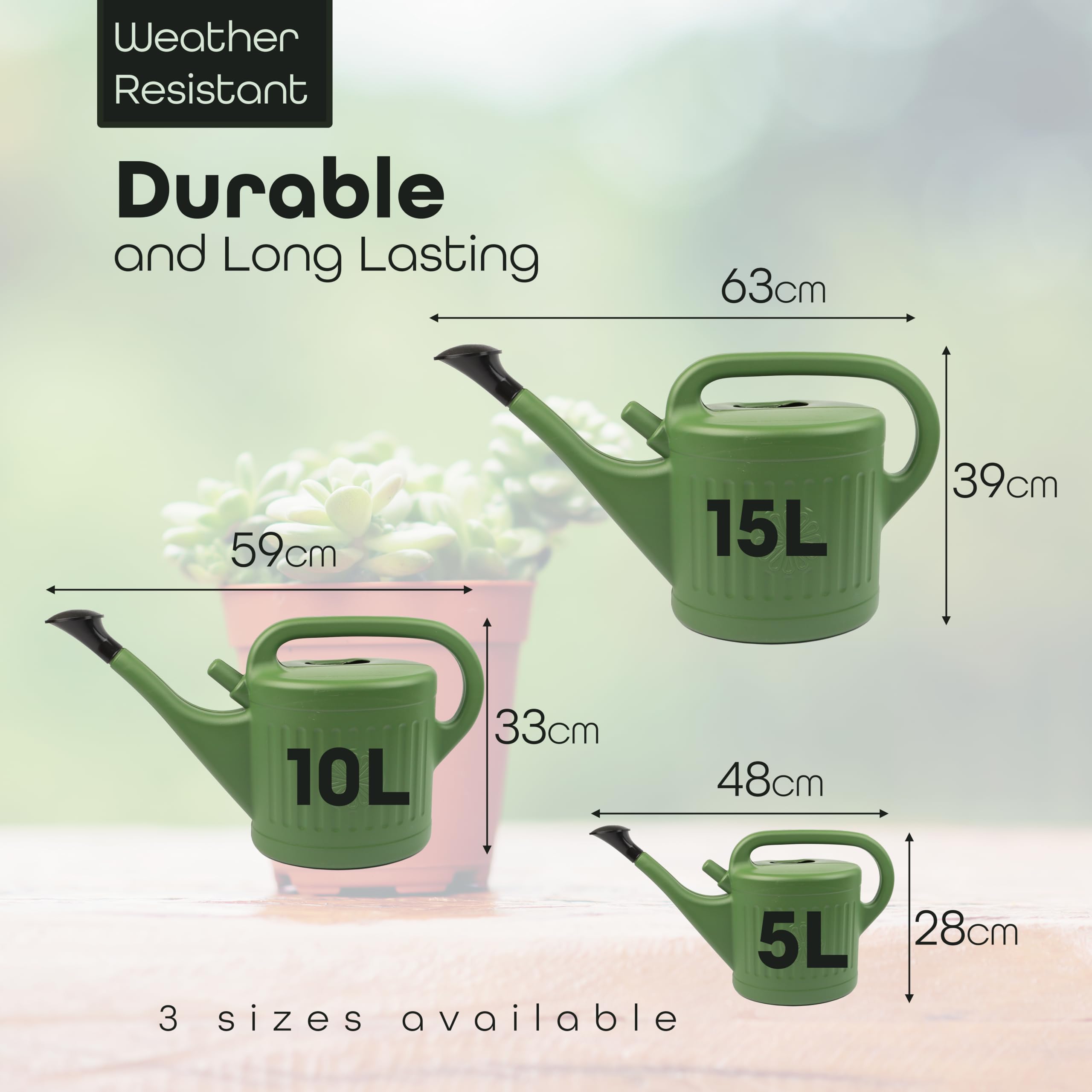 Annaffiatoio per interni con beccuccio lungo, con manico comodo, in plastica, per giardino (verde