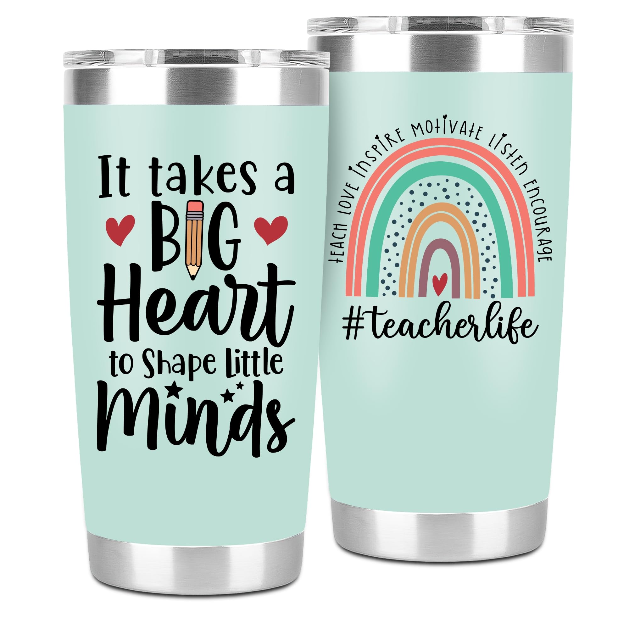 Soeufnwhf 30oz Teacher Tumbler - Stainless Steel Vacuum Insulated Cup With Straw & Handle, Perfect Teacher Gift