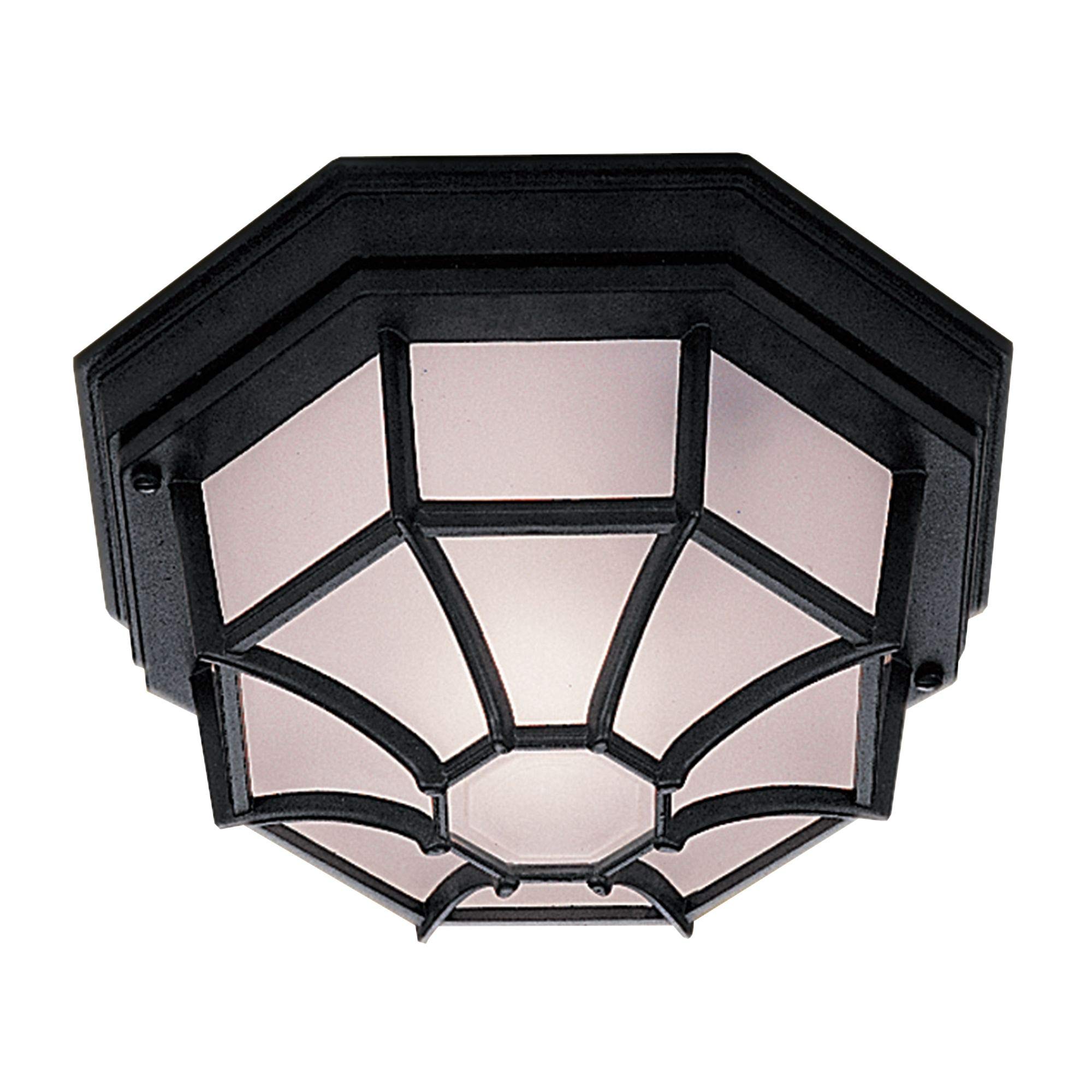 Lights4Living Traditional Style Black LED Outdoor Security IP54 Rated Flush Porch Ceiling Lantern Light with Glass Diffuser - LED Lamp 4.2watt 470 LUMENS Included - IP54