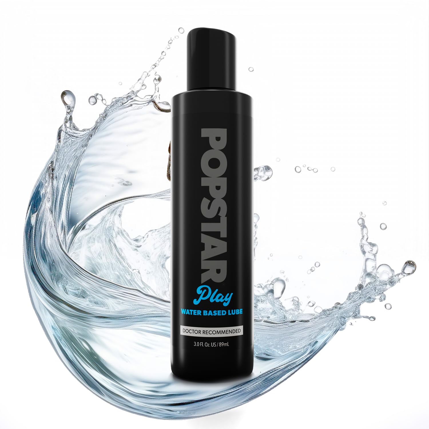Popstar Play Water Based Lube, Silky Smooth Personal Lubricant for Privacy and Toys, Vegan, Hypoallergenic, pH Balanced, Condom Safe, USA Made, 3 oz