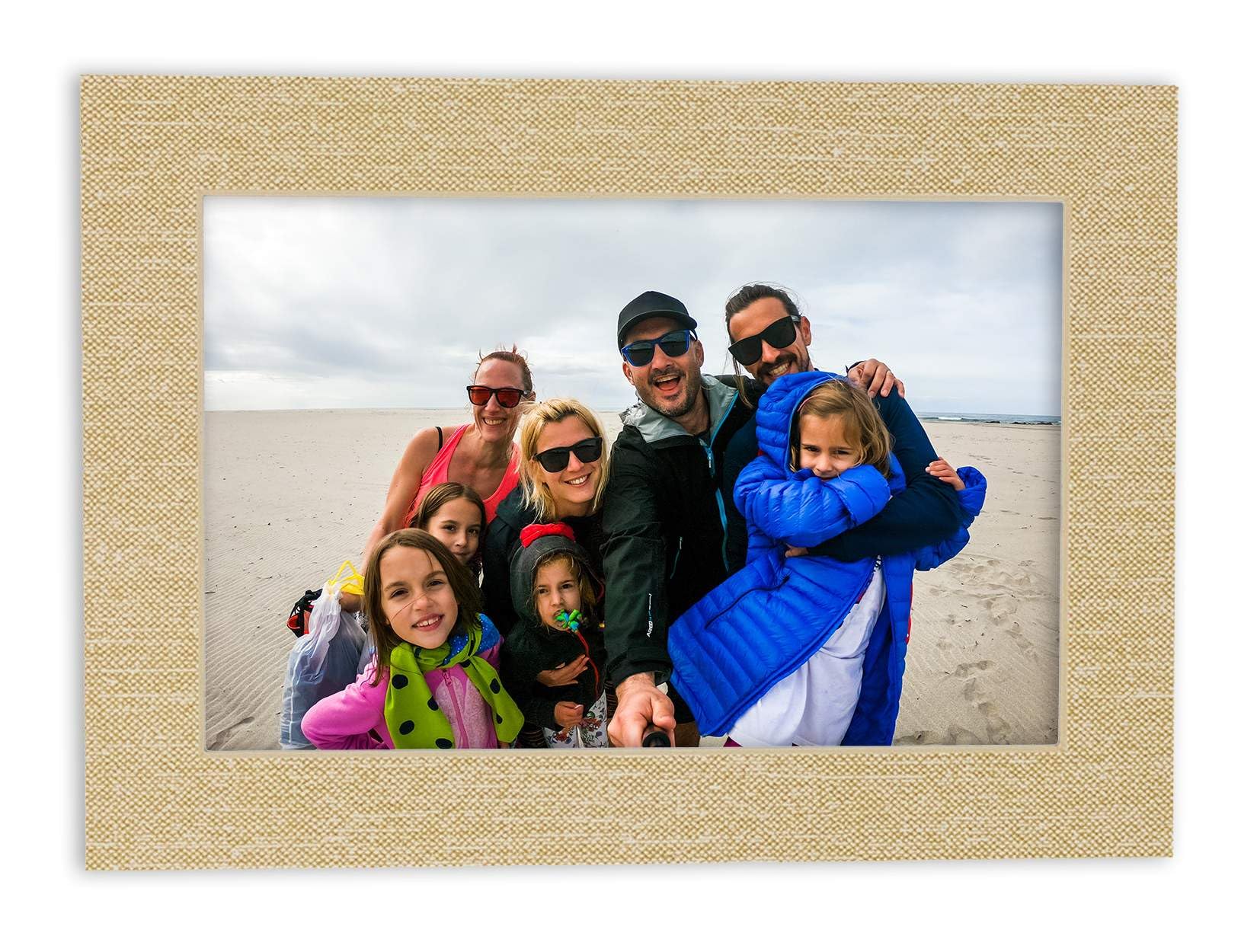 Precut 14x18 Picture Mat With Backing – Bevel Cut For 12x16 Photos, Basketball Texture, 4-Ply