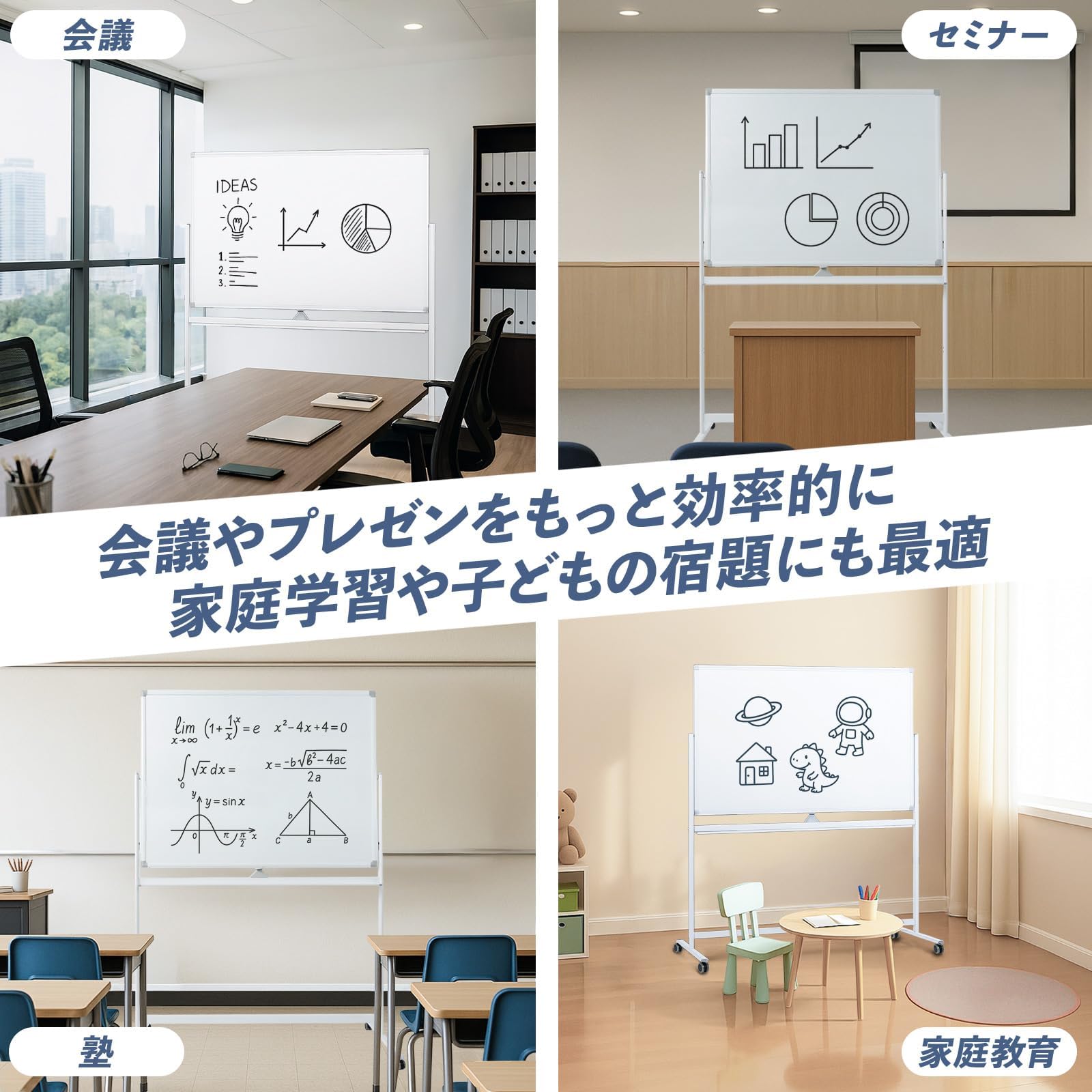 Amazon | 【1200mm×900mm】SKK ホワイトボード 【個人宅配送可】 自立