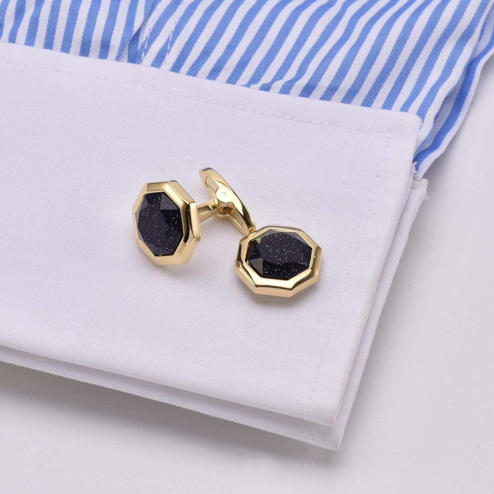 Gemelos Grabados Geométricos Gemelos De Piedra Azul Oscuro Gemelos De Boda para Hombre Gemelos De Oro/Plata Regalos De Boda