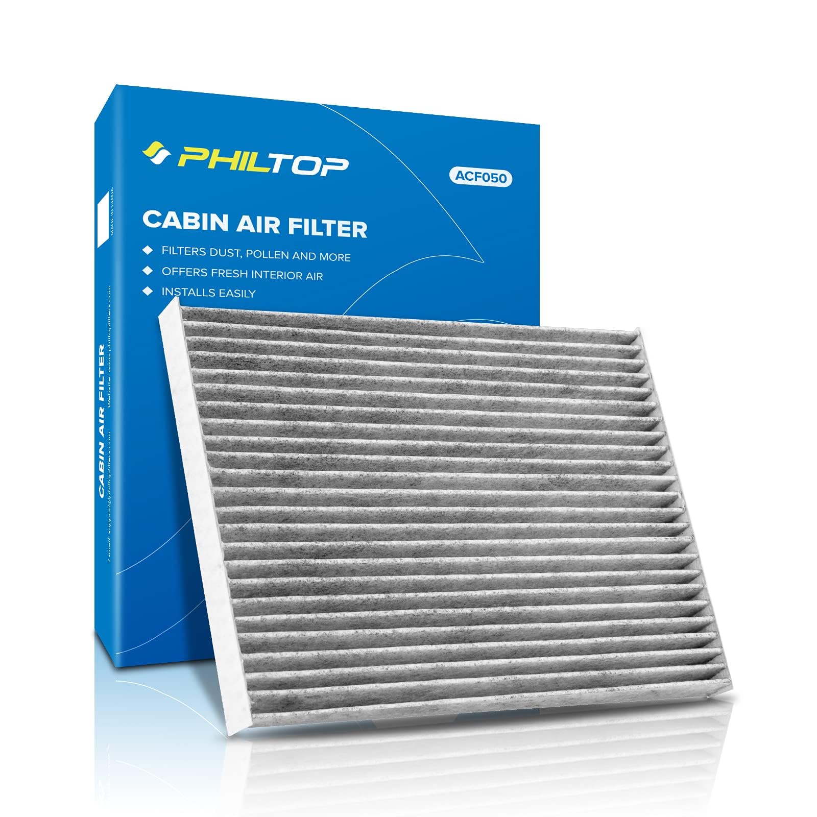 PHILTOP Cabin Air Filter w/Activated Carbon, Compatible with CF10550 Nissan Rogue 2008-2013, Sentra 2007-2012, Rogue Select 2014-2015, Carbon Filter