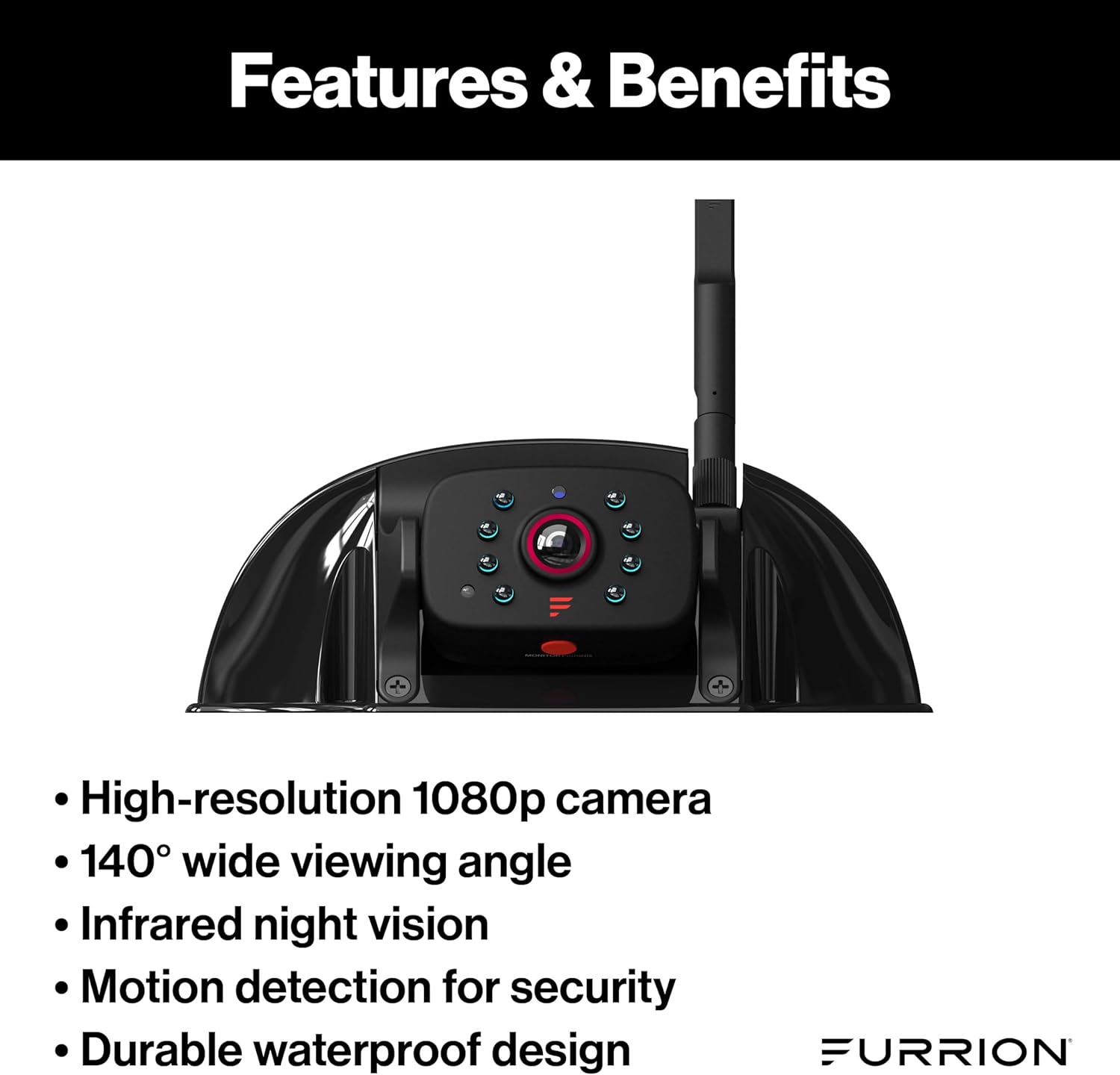 Furrion Vision S+ RV Backup Camera System – Sharkfin Wireless Camera, 1080p HD, 140° Wide-Angle, Infrared Night Vision, Motion Detection, Waterproof, Monitor Not Included – FCNFDTASF