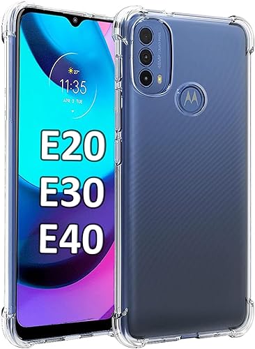 Funda para Motorola E20E30E40 Clear TPU Cuatro Esquinas Moto E20 Funda Protectora Transparente Suave Funda