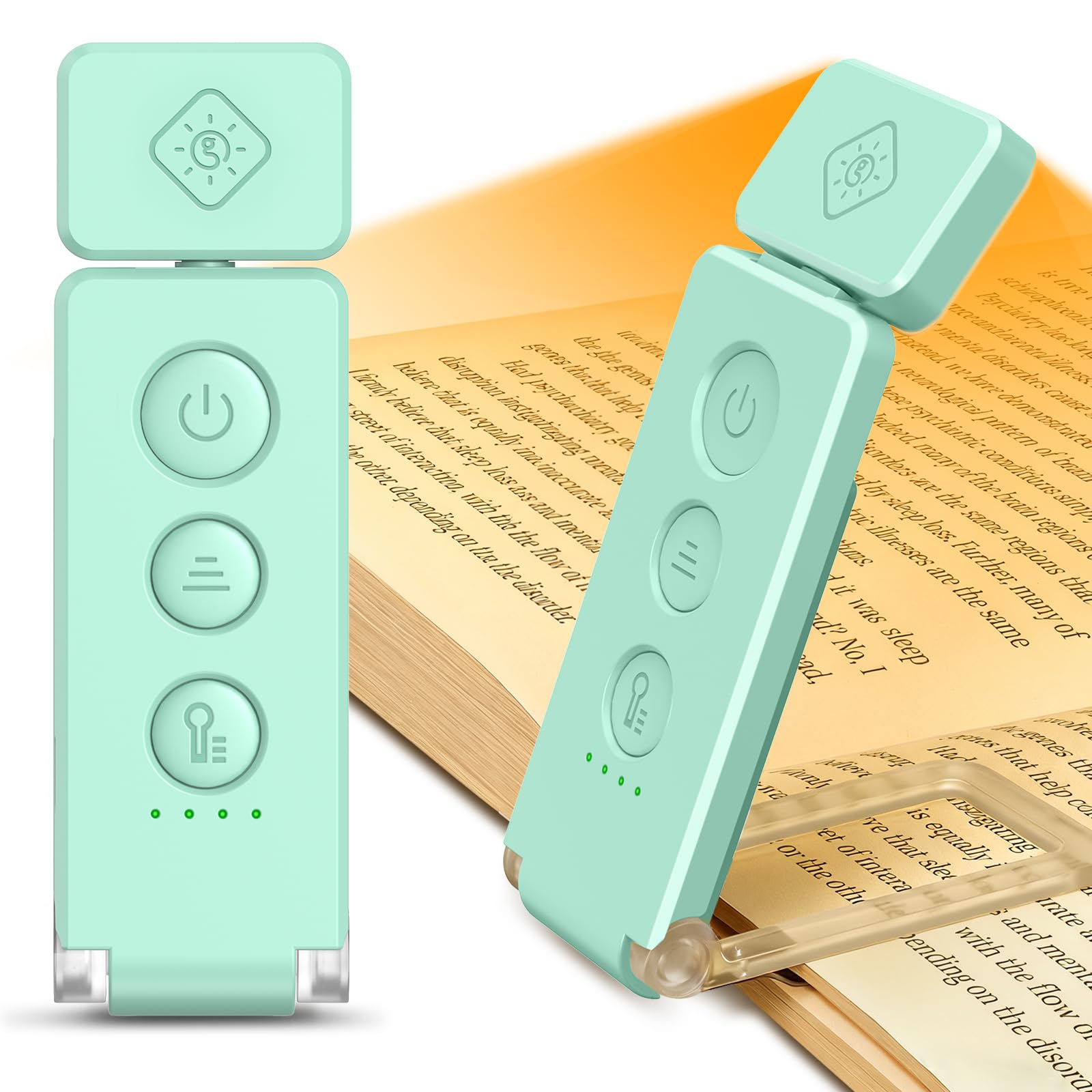 Glocusent 12 LED Rechargeable Book Light, Clip-on Reading Lamp with 5 Colors & 5 Brightness Levels, Up to 100Hrs Runtime