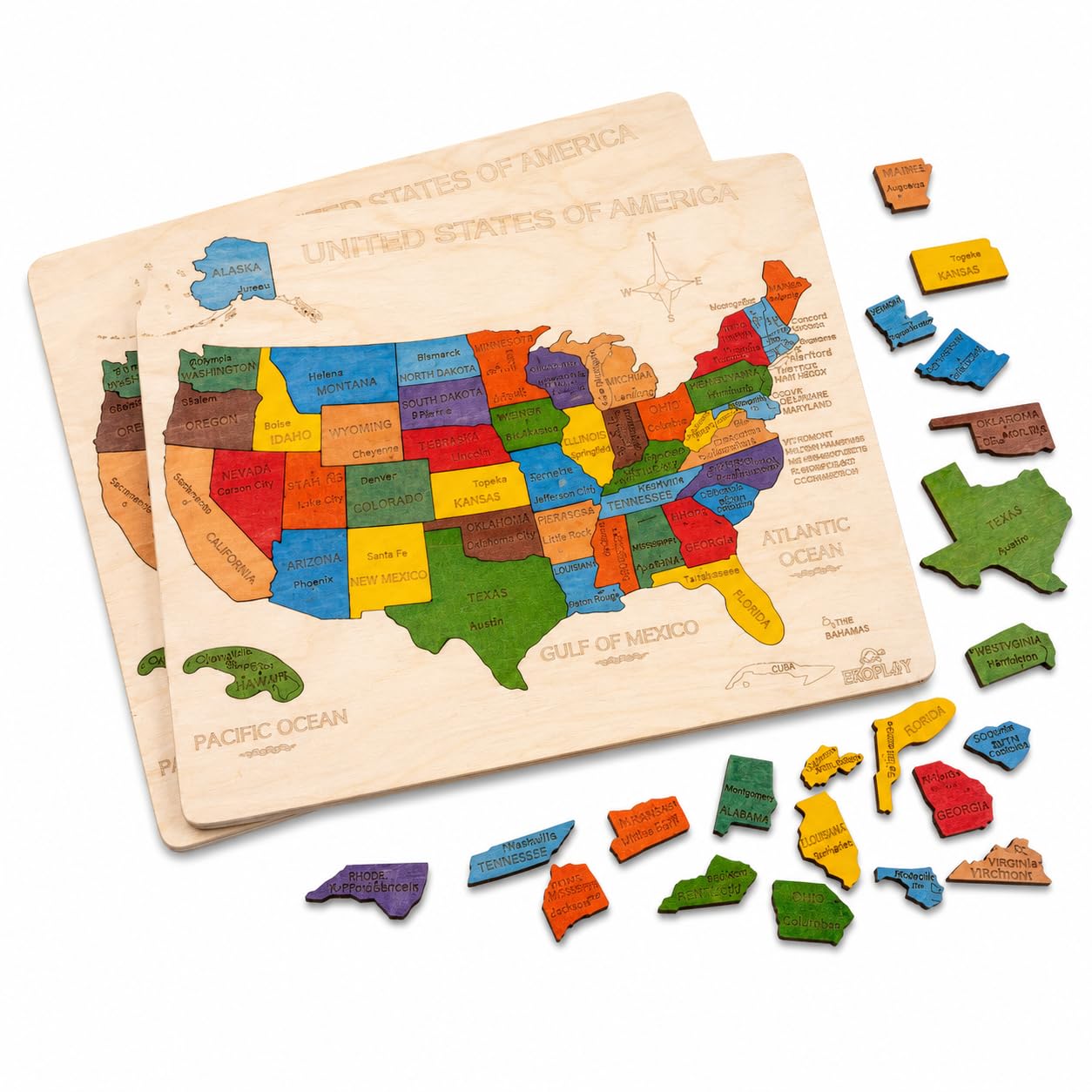 Amazon.com: USA Map Wooden Jigsaw Puzzle for Kids | 44 Puzzle