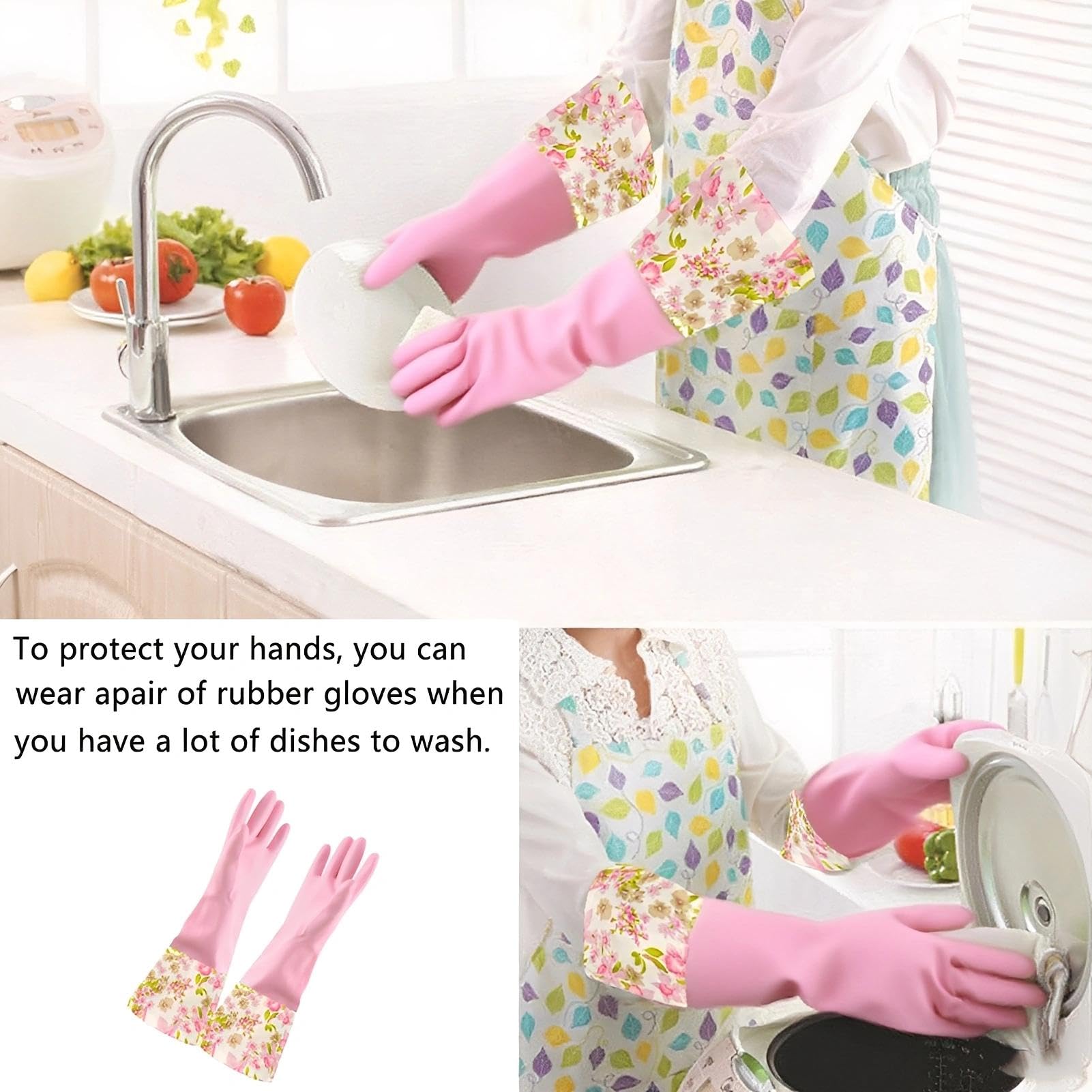 2 Pairs Extra Long Dishwashing Gloves, 15 Inch Long Rubber Gloves For Washing Dishes, Non-Slip - Foto 6