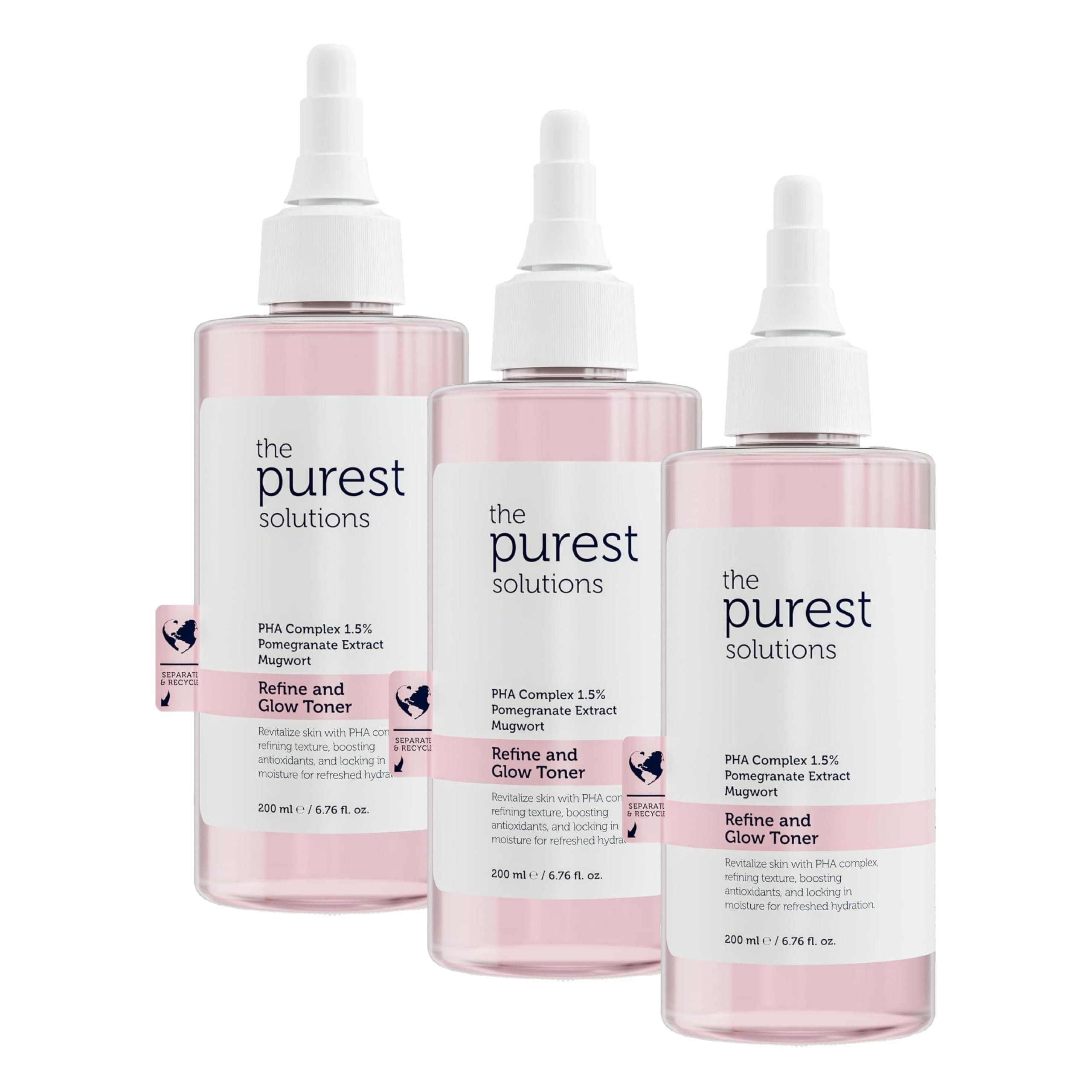 The Purest Solutions Hassas Ciltler İçin Arındırıcı ve Aydınlatıcı PHA Pembe Tonik (3 paketi)