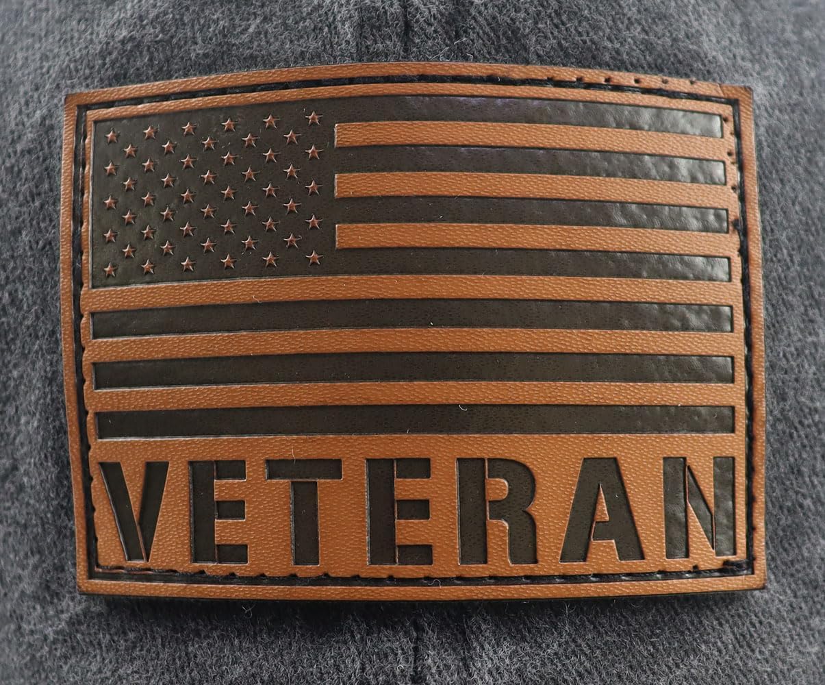 American Flag Veteran Hat for Men Women, Adjustable Cotton Leather Patch Army Military Patriotic Baseball Cap - Image 2