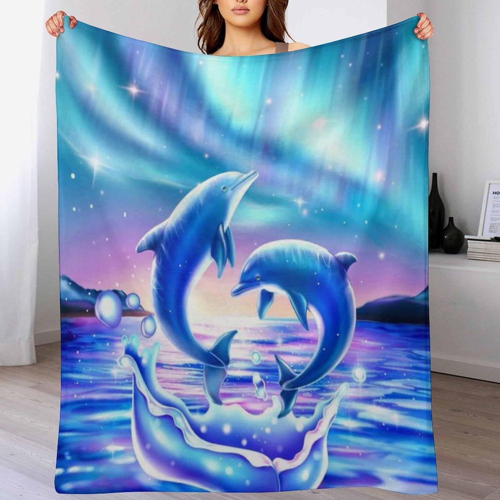 Manta de delfín para sofá ideal como regalo original de felpa