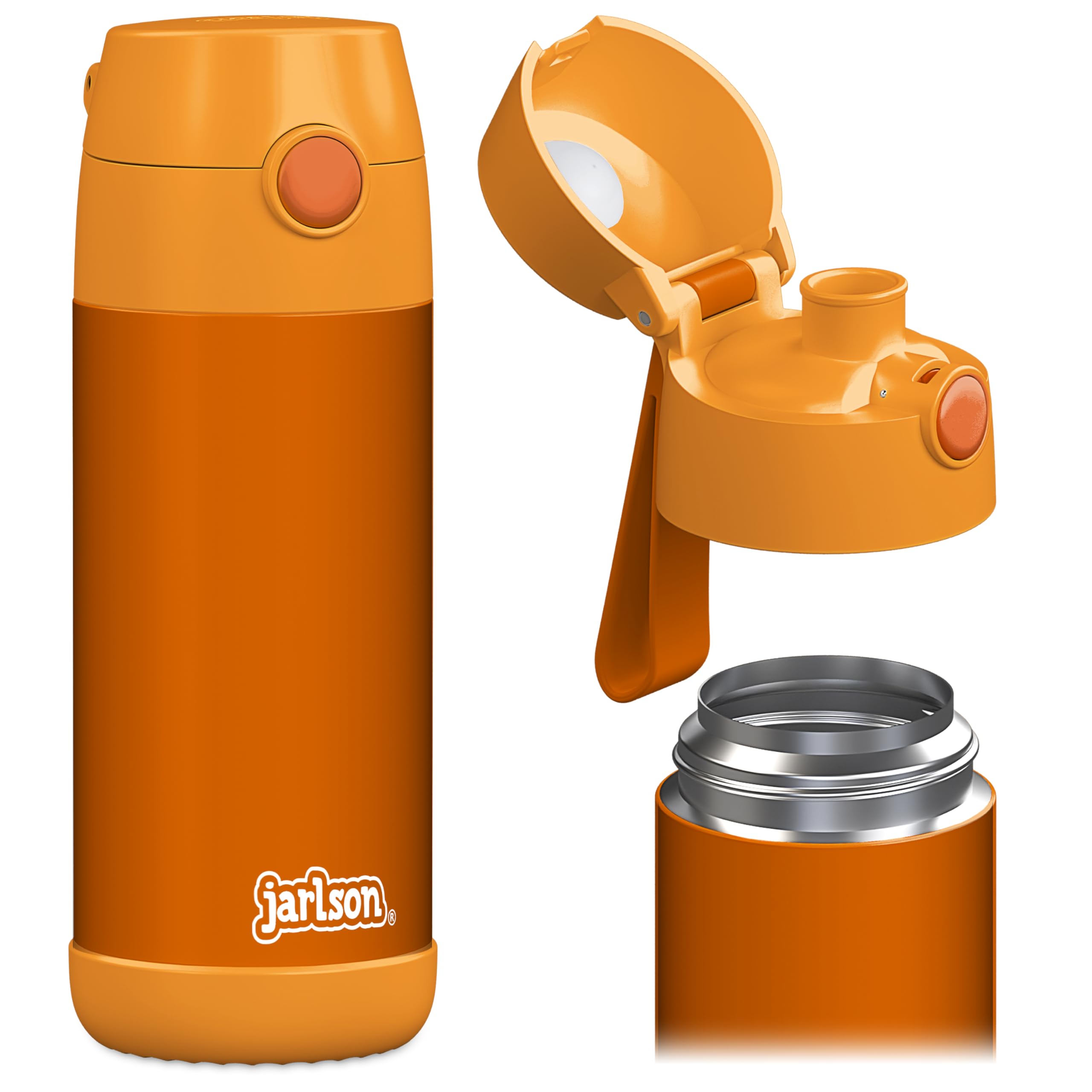 Jarlson® Borraccia Bambini Acciaio Inox MALI, Bottiglia Termica, Senza BPA, Bottiglia Acqua, Termos, Thermos - 350ml - Arancione
