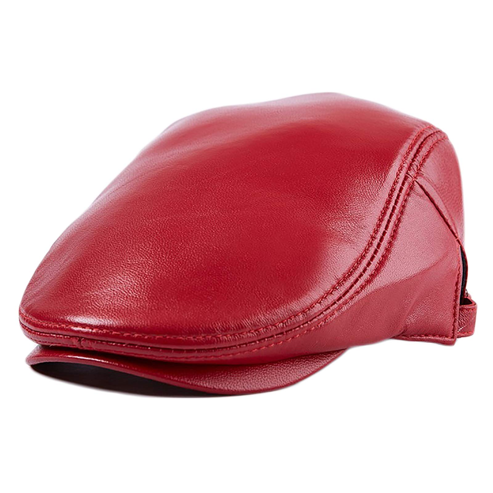 Béret en cuir de mouton véritable casquette newsboy réglable de style vintage pour homme