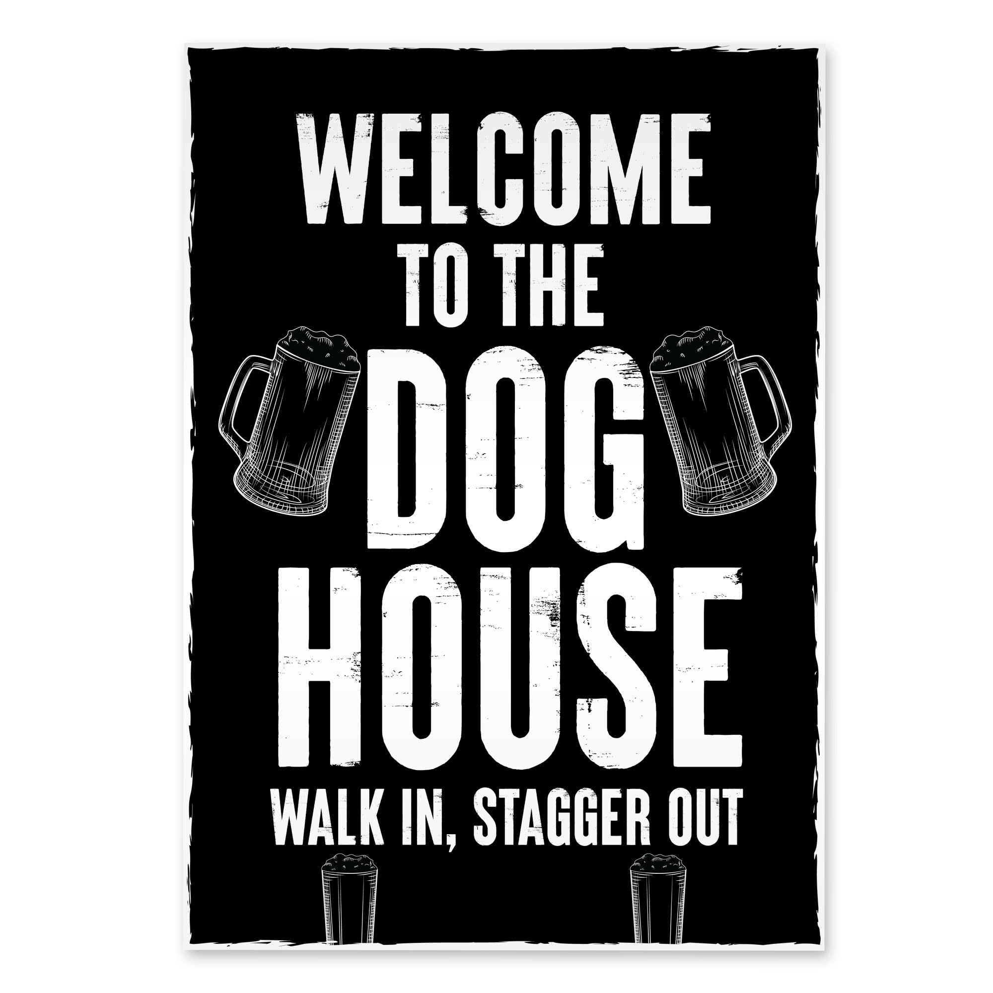 Red Ocean Welcome To The DOG HOUSE Funny Bar Sign Hanging Wall Bar Pub Man Cave Sign Gift For Men Alcohol Beer Gift