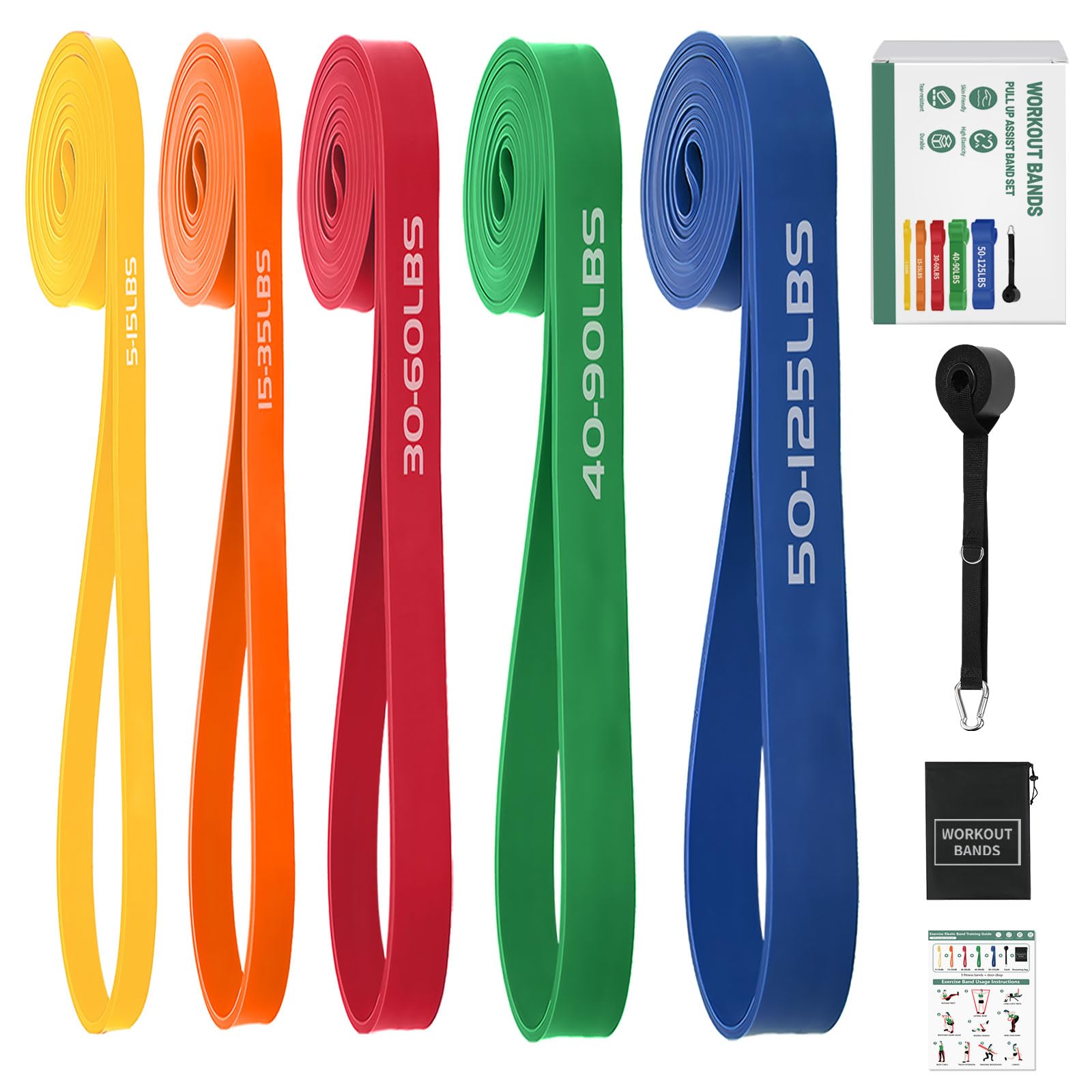 Resistance Bands,Exercise Bands,Workout Bands,Resistance Bands Set for Legs,Pull Up Bands,Stretch Bands for Exercise,Muscle Training, Physical Therapy, Shape Body, Men Women