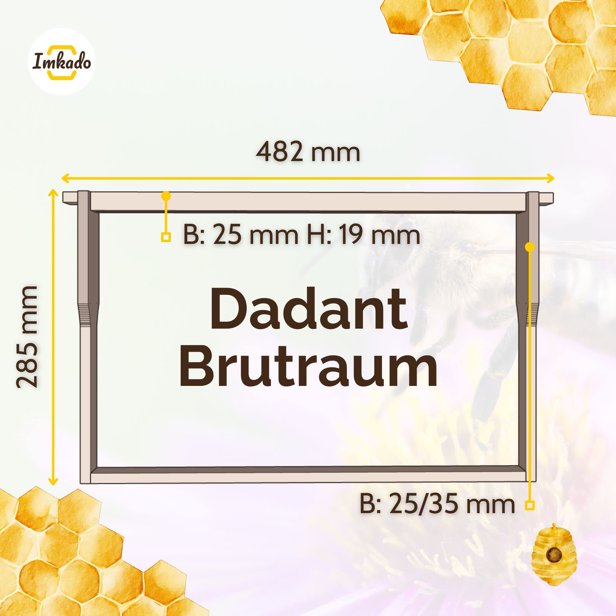 20x Dadant US Brutraum Rähmchen, Hoffmann Seitenteile, modifizierter Oberträger - aus Lindenholz, montiert, mit Edelstahldraht gedrahtet
