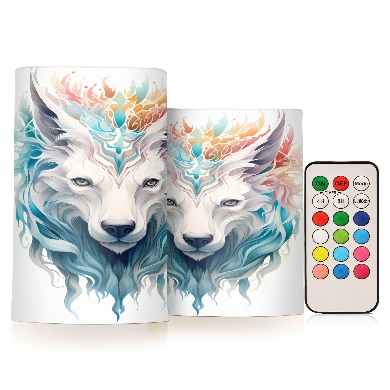ALAZA Wolf (75) Flickering Flameless Candles Battery Operated with Remote Timer,Tea Light Candles LED Pillar Votive Candles Set of 2 for Outdoor Indoor Decorations
