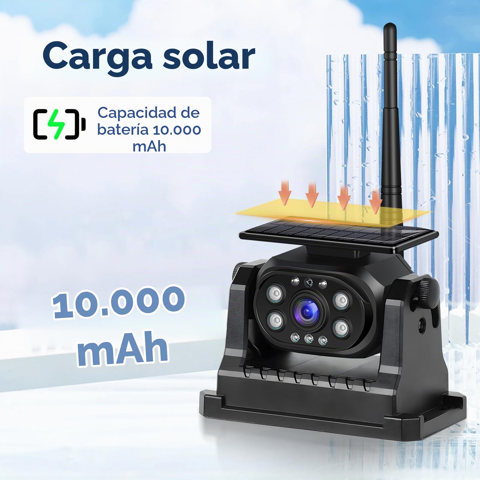 Podofo Cámara Trasera inalámbrica WiFi Estable, cámara de Marcha atrás 1080P con Impermeable, Carga Solar, Base magnética, cámara Recargable de Ayuda a la Marcha atrás para camión/Remolque/RV