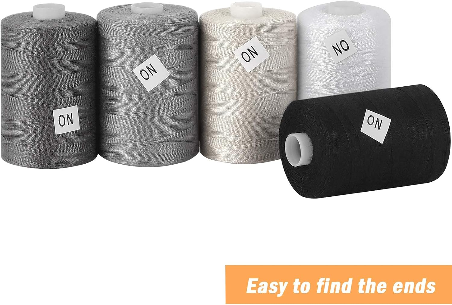 MOOACE Cotton Thread Sets for Sewing Machine - 1000 Yard Spools (Set of 10 - 2 Black, 2 Grey, 2 Dark Grey, 2 Beige, 2 White) : Arts, Crafts & Sewing
