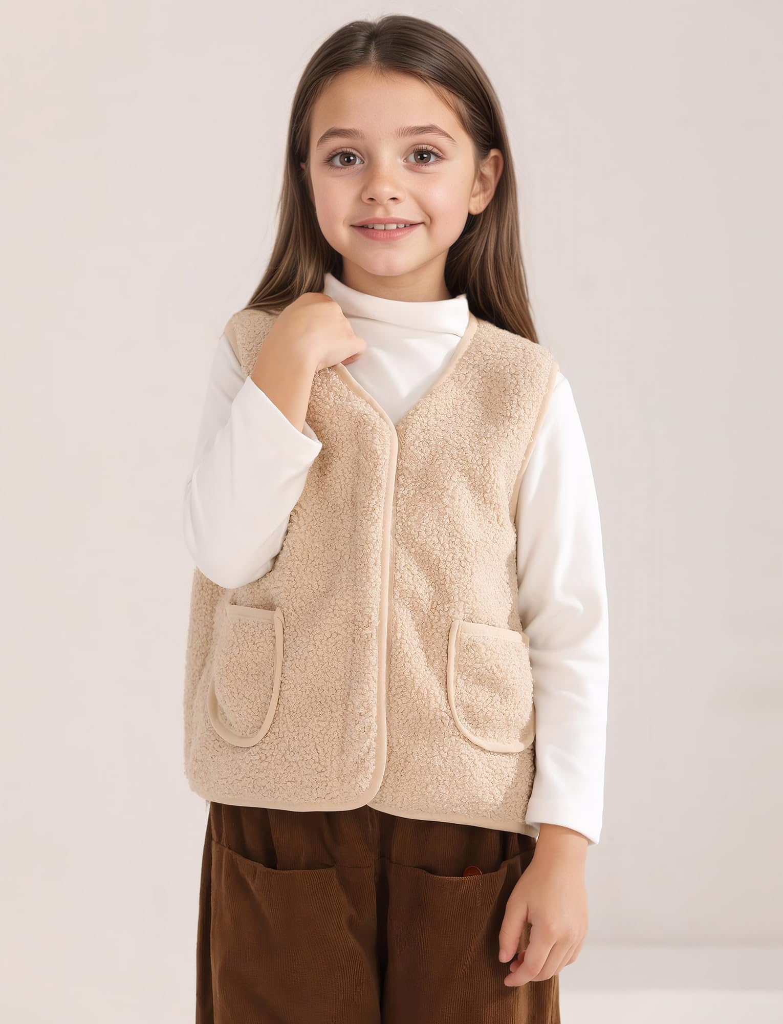 SEAUR Enfant Gilet Polaire Garçons Fille Veste Sans Manches avec Fermeture Éclair Printemps Automne Hiver Chaude Manteaux 80-160CM