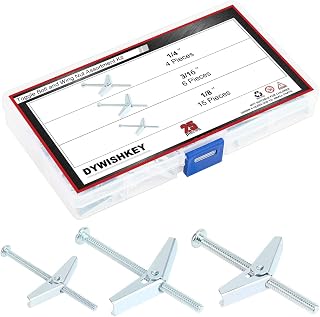 25 Pieces Toggle Bolt and Wing Nut Assortment Kit, 1/4" 3/16" 1/8" for Hanging Heavy Items on Drywall