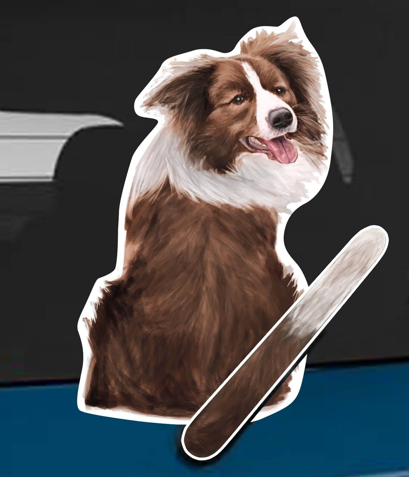 1 Pc of Border Collie B red Dog and Animal rear window wiper sticker - 10 inches tall