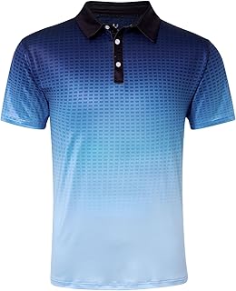 uideazone Mens Golf Shirt Dry Fit Athletic Polo Shirts Moisture Wicking Performance 3D Print Short Sleeve