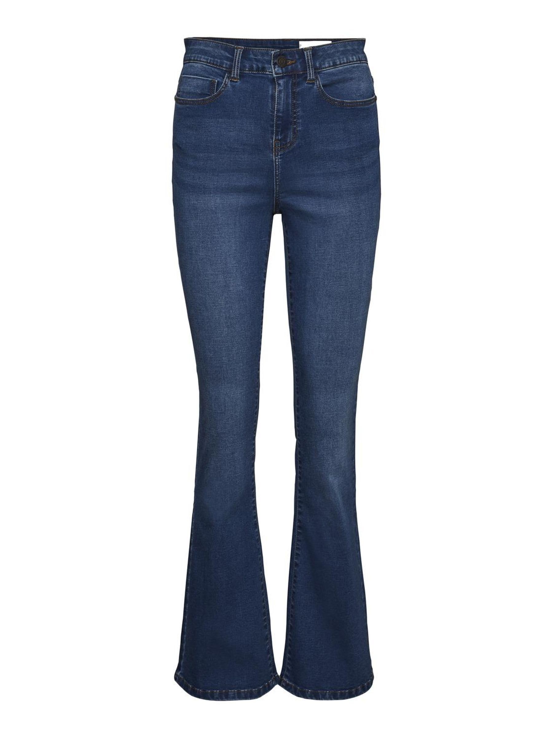Noisy may Womens Nmsallie Hw Flare Vi021mb Noos Jeans, Medium Blue Denim, 30W / 30L UK