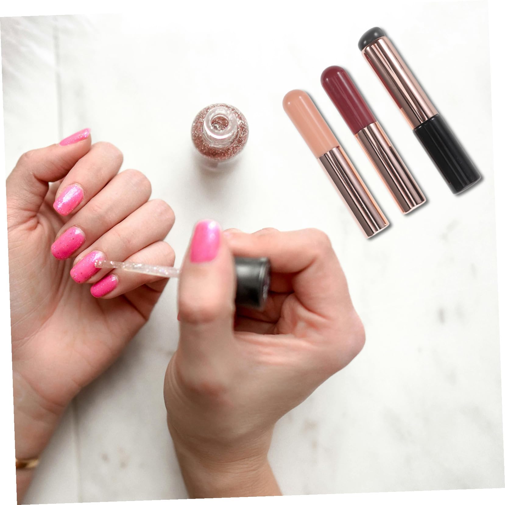 Healeved 12piezas Cepillos De Reutilizables Para Arte De Uñas De Aplicador Para Manicura y Difuminado Profesional