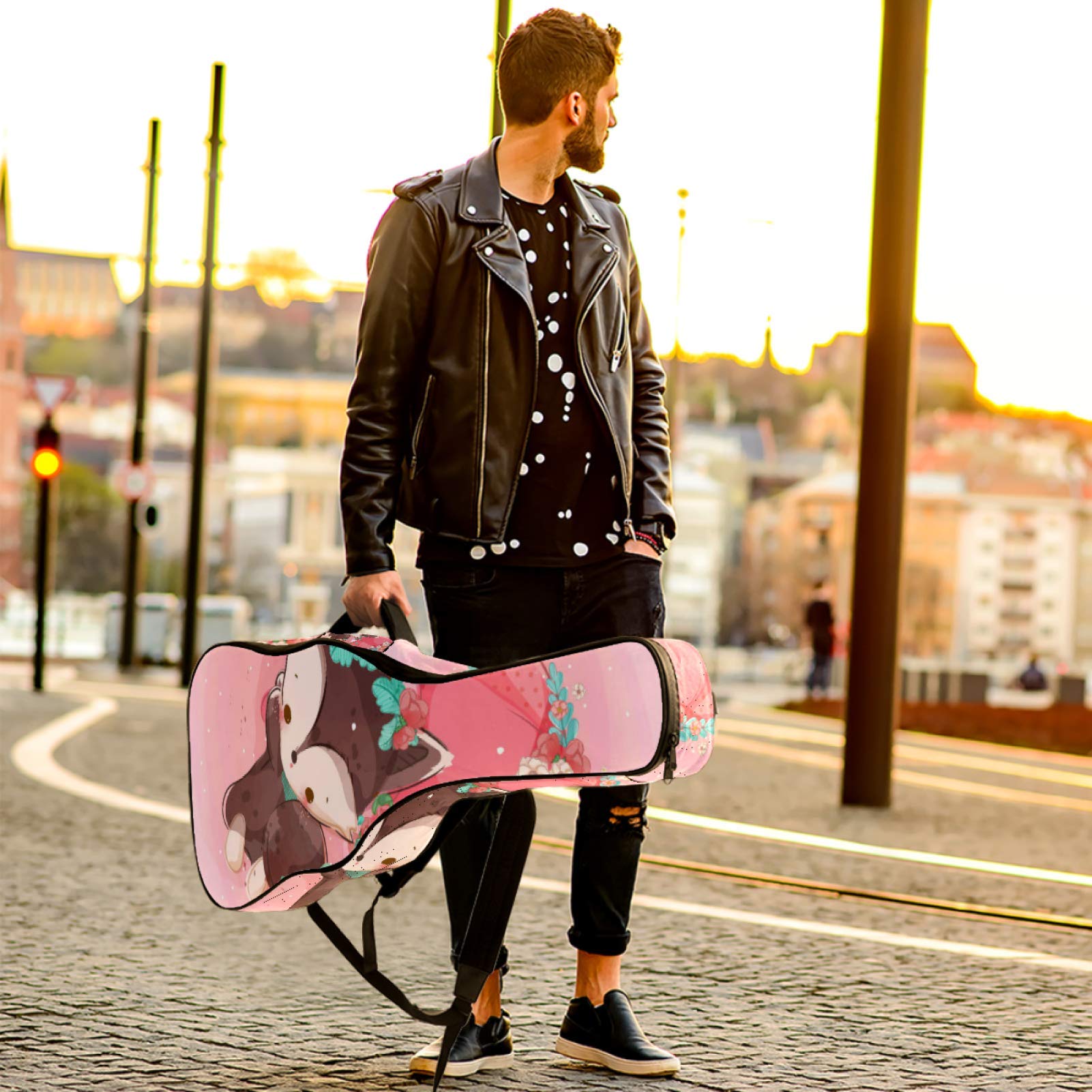 Bolsa para guitarra impermeable con cremallera, suave para guitarra, bajo, acústico y clásico, para guitarra eléctrica, bolsa de animales infantiles