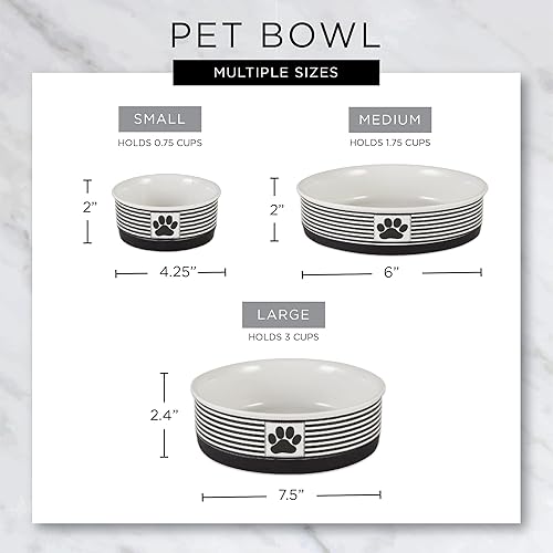 Miniatura 11 de Bone Dry Pet Bowl Collection - Juego de cerámica, mediano, mármol, 2 unidades, color blanco