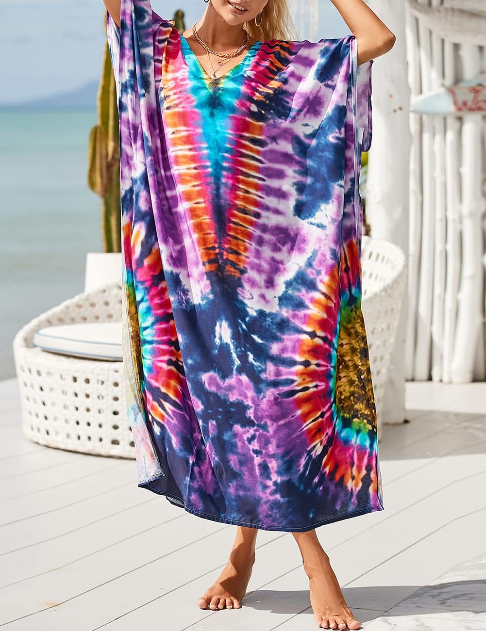 Bsubseach Kaftan Dresses For Women Petite Plus Size Caftan Swim Cover Up For Women Maxi Beach Dress - Image 4