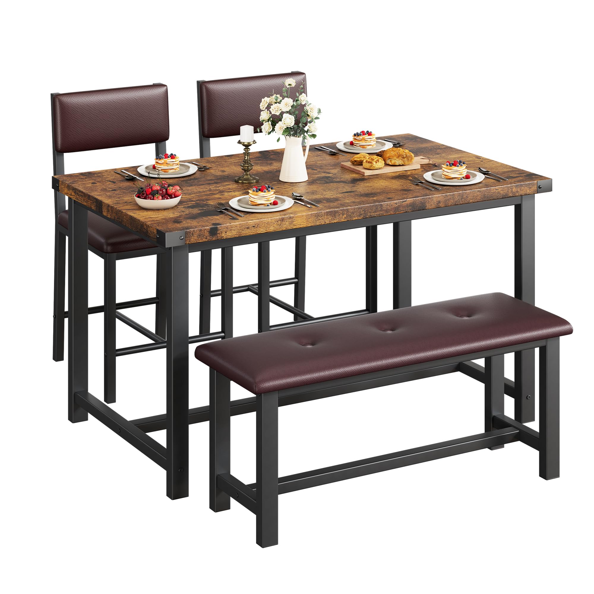 Set de mesa de comedor industrial moderno y muebles de comedor de diseño compacto